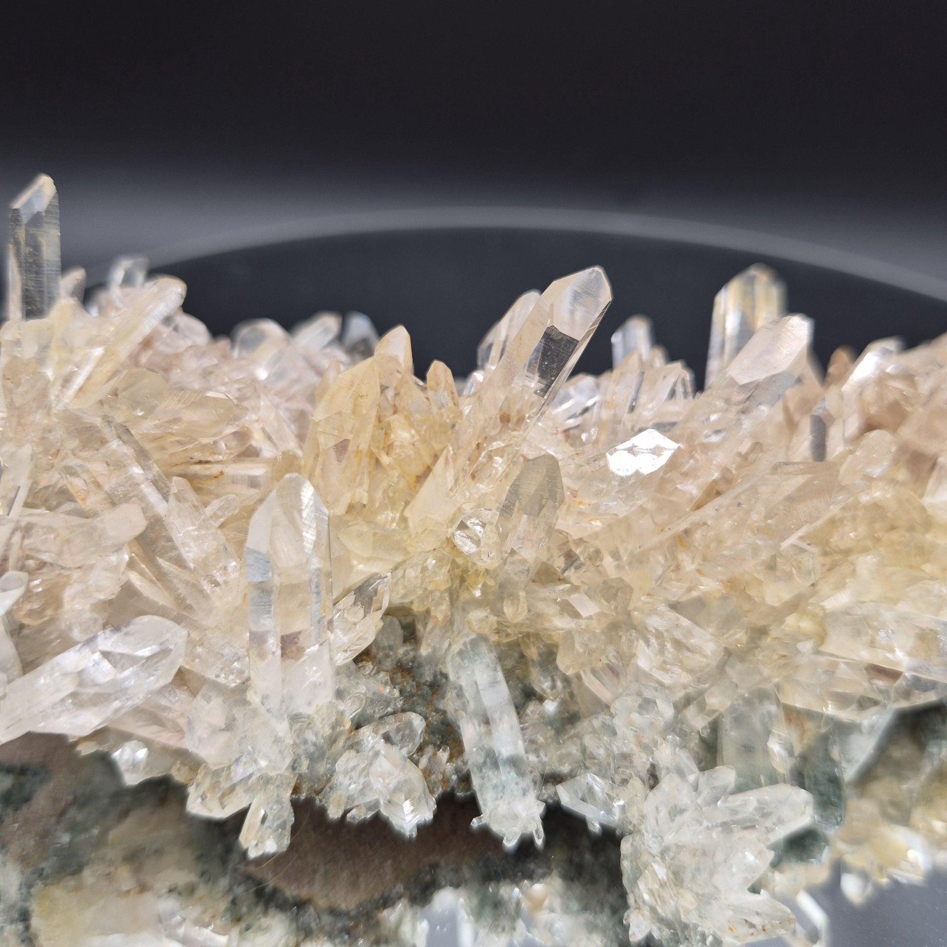 Super Rare Museum Quality Pink Lemurian Tri-Color Quartz Cluster - Golden Healer & Fuchsite - Colombia - Water Clear Points - 1.31 lbs 8in Crystal Hoarder