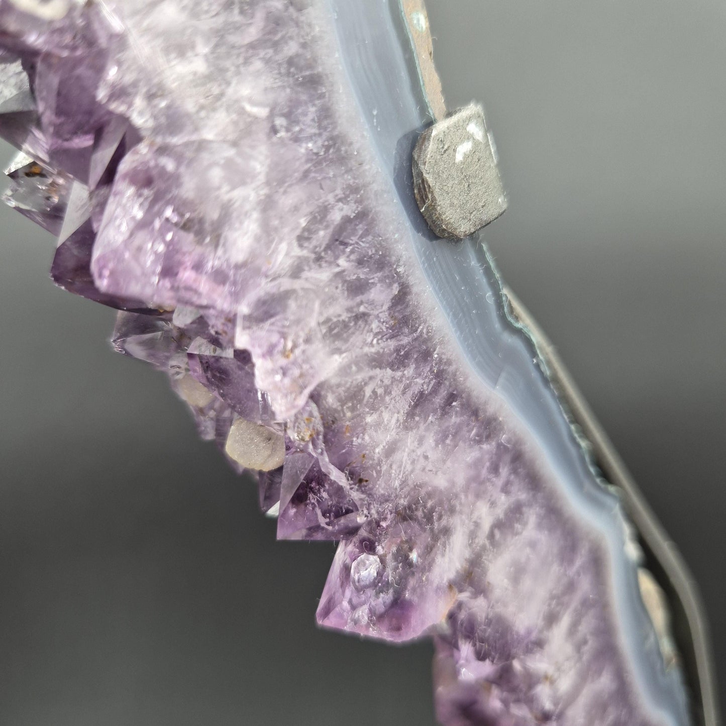 AAA+ Amethyst Half Portal with Sugar Amethyst UV Reactive Calcite Brazil 4.7 lbs 17x8x1.5 Statement Crystal Crystal Hoarder