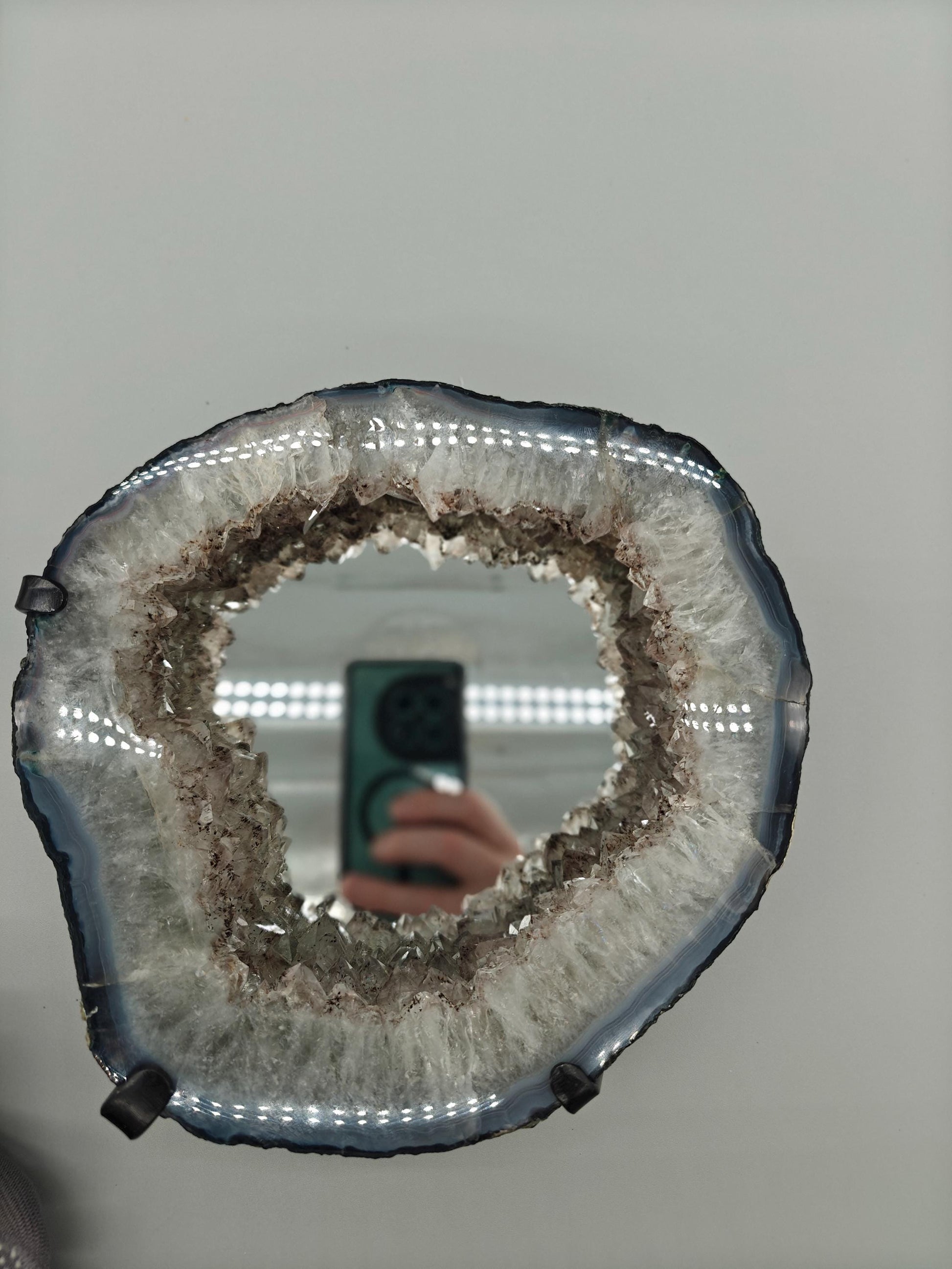 Amethyst Hematite Rutile Blue Agate Mirror Wall Art | Collector Crystal Specimen Crystal Hoarder