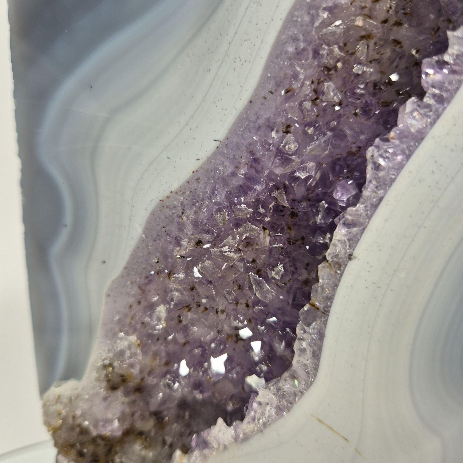 Amethyst Statement Piece with Blue Banded Agate - Brazil Crystal Hoarder