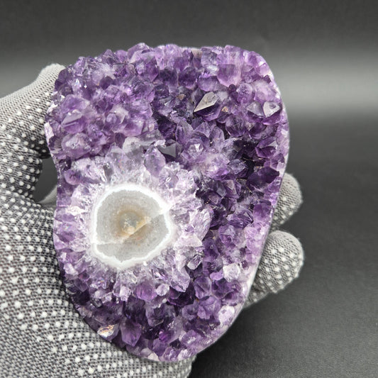 AAA+ Dark Purple Amethyst with Large Stalactite Eye Freeform - Uruguay Specimen - 5 x 3.5in - 1.92 lbs - Collector Display Crystal Hoarder