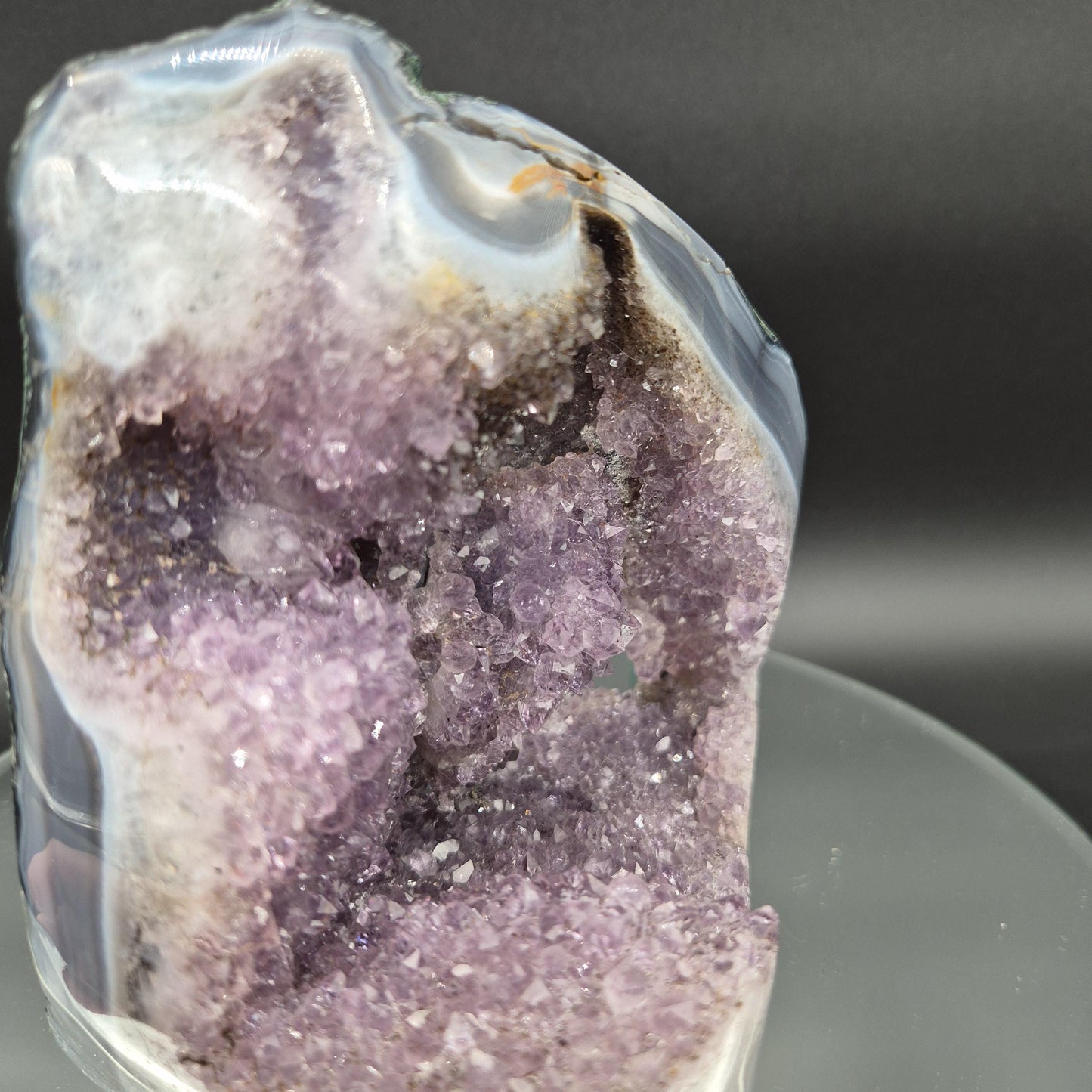 AAA+ Super Unique Amethyst with Blue Banded Agate Formation Brazil 5.87 lbs 9x7x5 Collector Crystal Crystal Hoarder