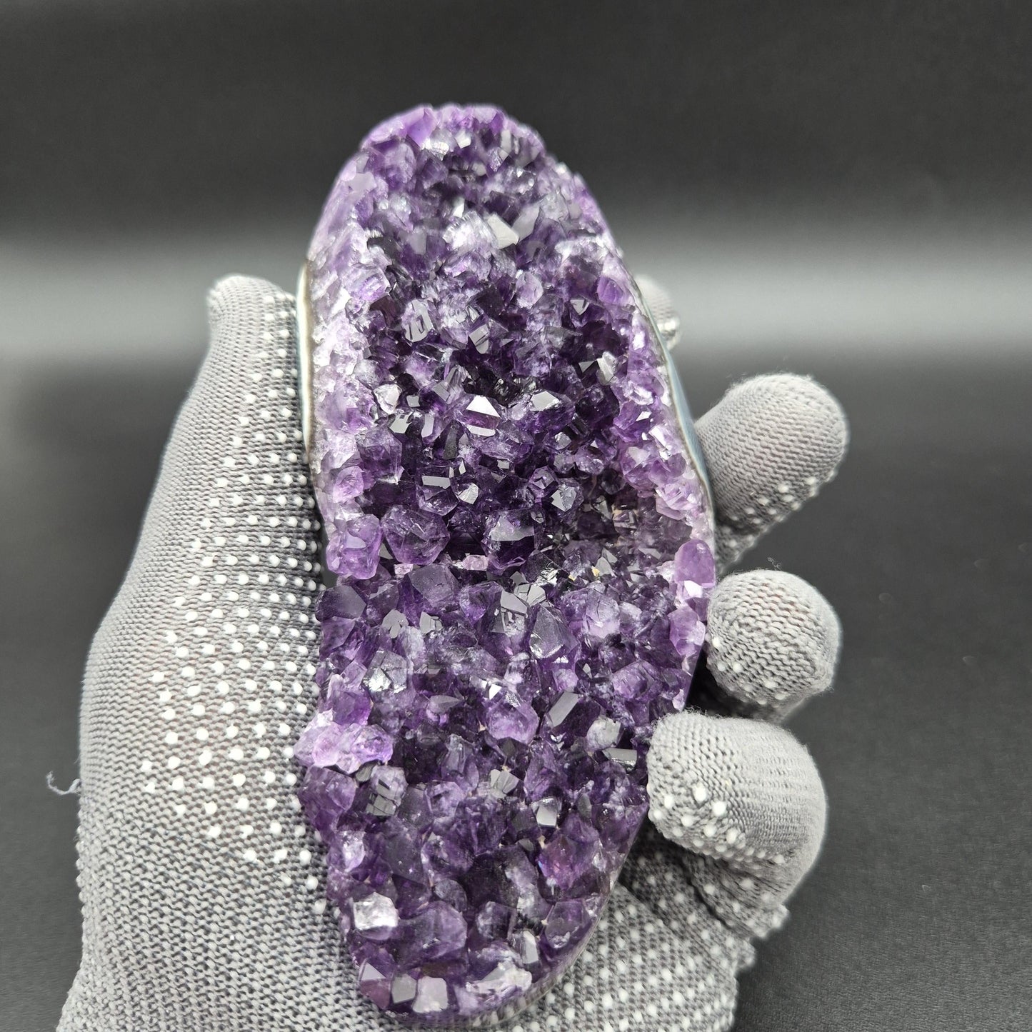 AAA+ Super Dark Amethyst with Blue Agate Freeform - Uruguay Specimen - 6 x 3in - 1.42 lbs - Collector Crystal Display Crystal Hoarder