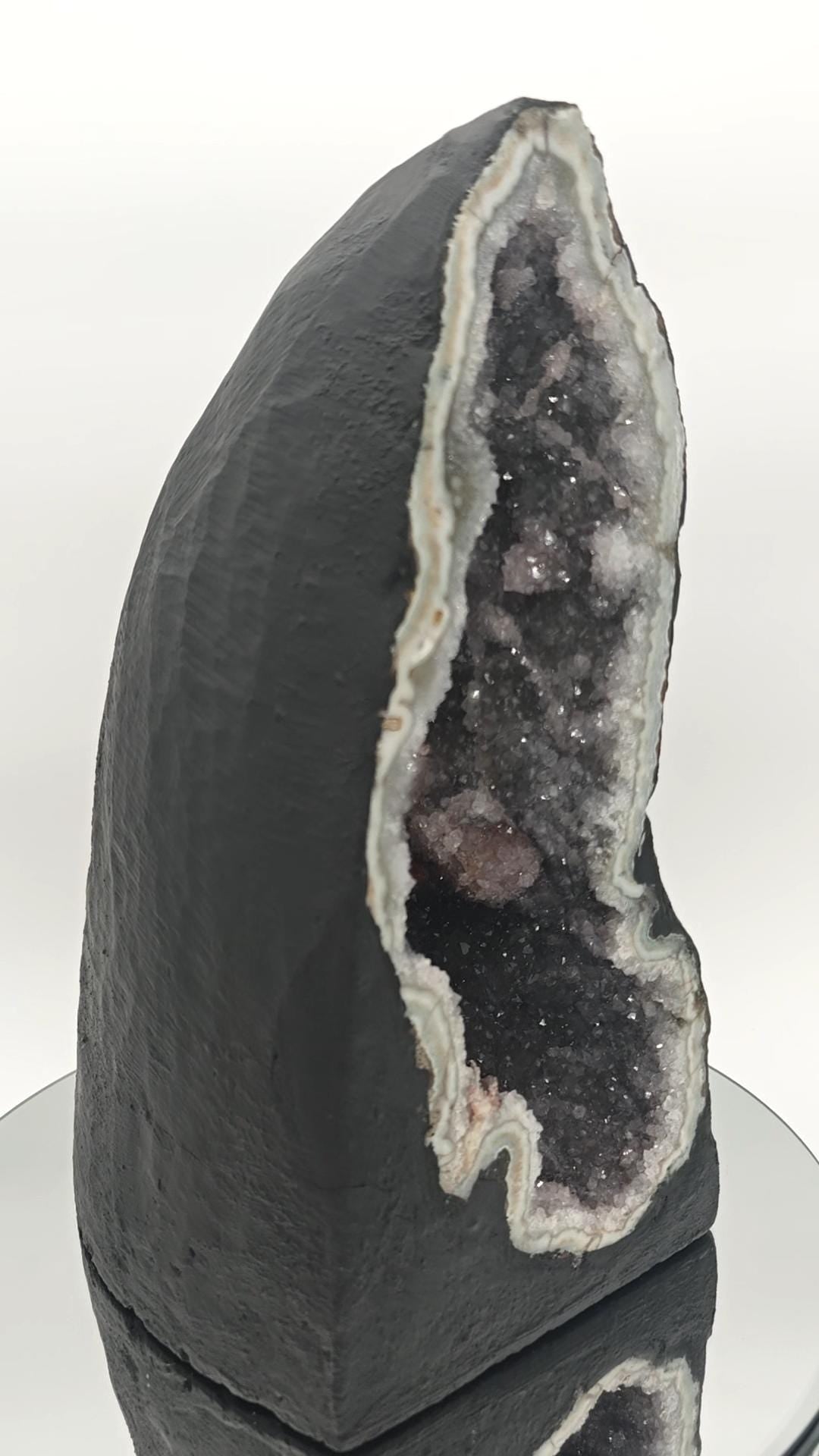 Very Rare Deep Druzy Amethyst with Calcite and Red and Black Hematite - Brazilian Mineral Specimen - 24.8 lbs Crystal Hoarder