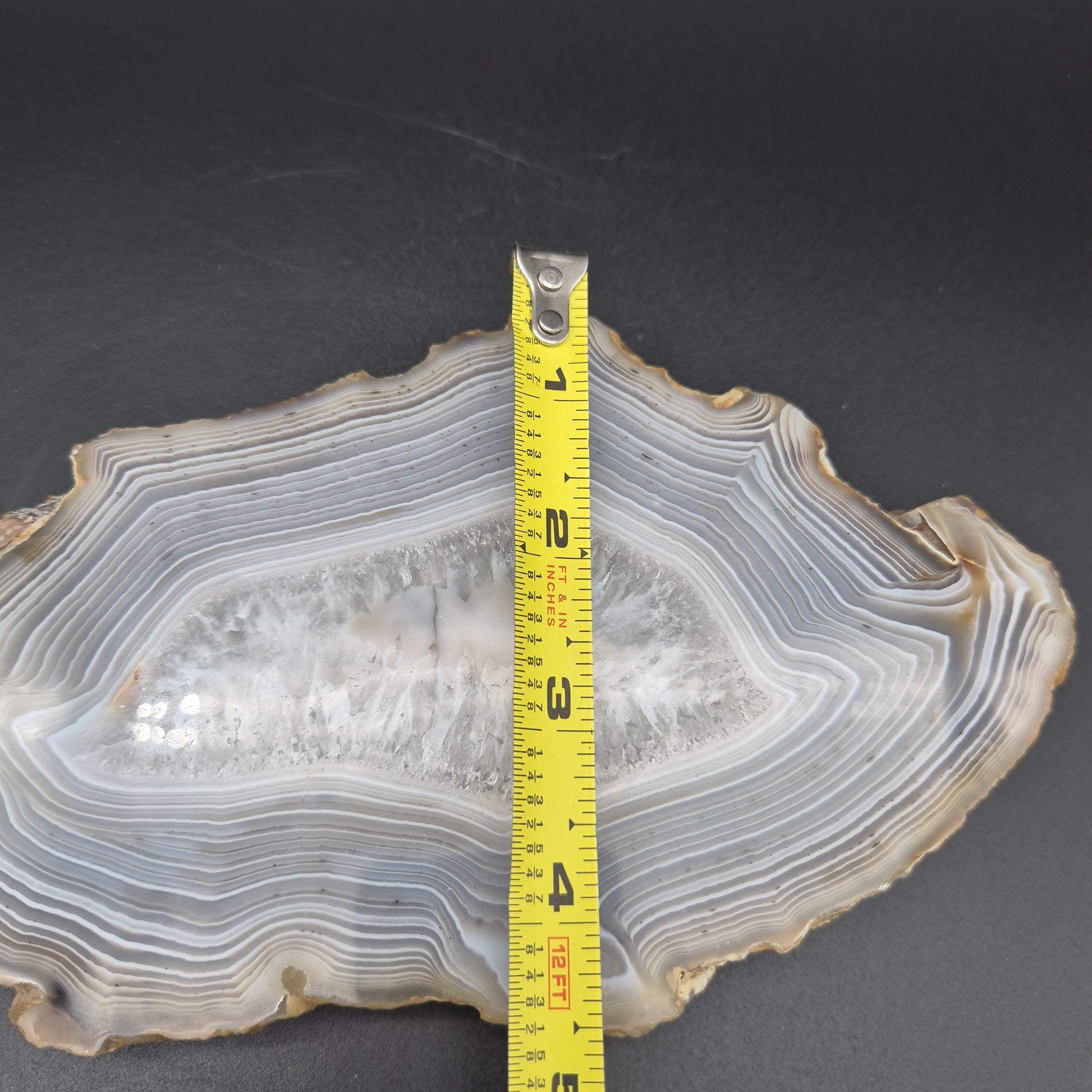 AAA+ Quartz with Tight Blue Banded Agate Double Sided Polished Uruguay 1.34 lbs Crystal Hoarder Crystal Hoarder