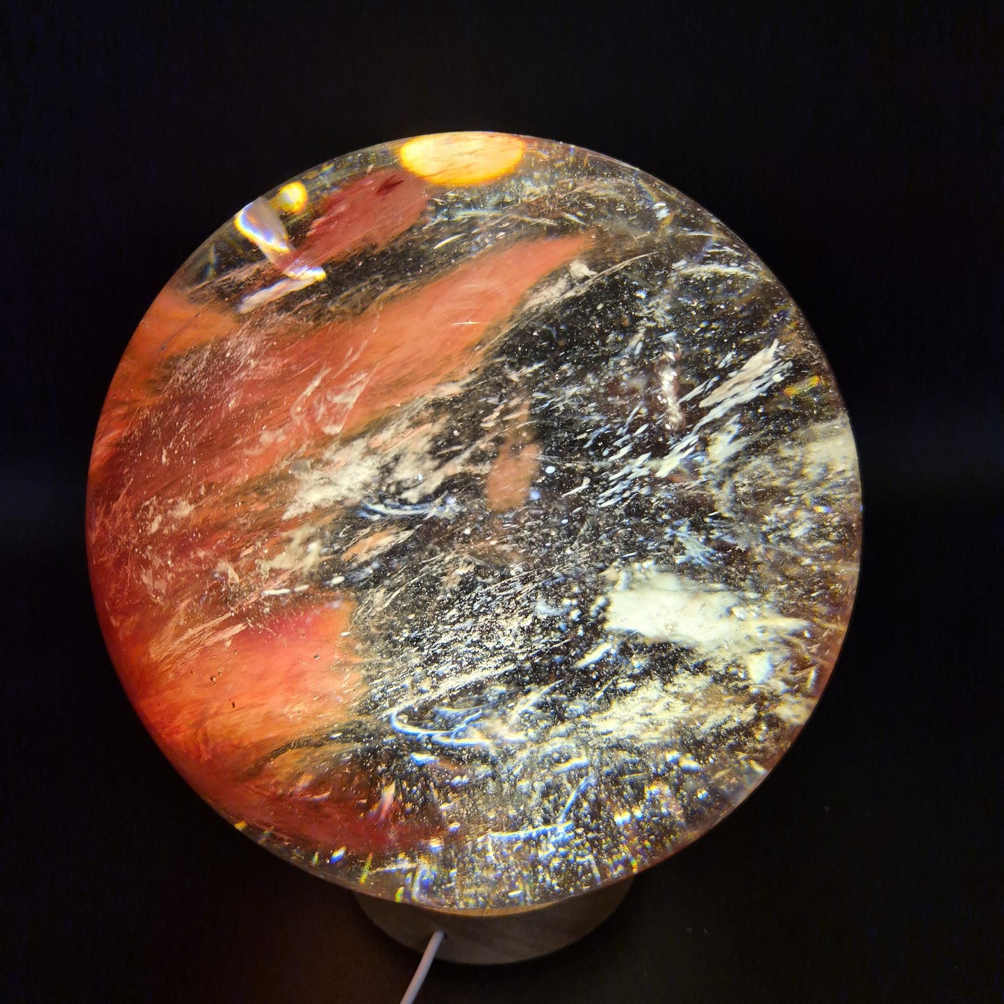 Huge AAA+ Red Smelt Quartz Sphere - 22.1 lbs - 7" (178mm) - Man Made Polished Crystal Ball - Optional Light Base - Statement Display