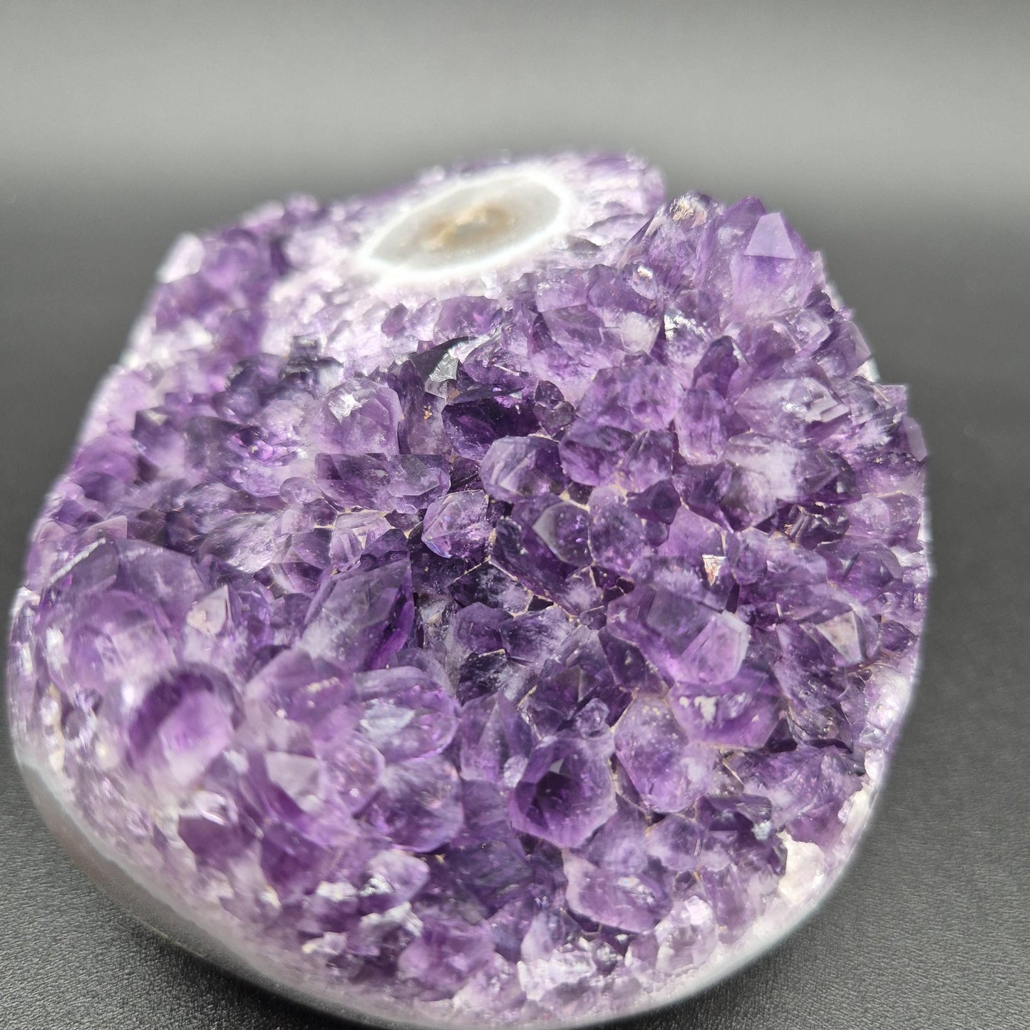 AAA+ Dark Purple Amethyst with Large Stalactite Eye Freeform - Uruguay Specimen - 5 x 3.5in - 1.92 lbs - Collector Display Crystal Hoarder