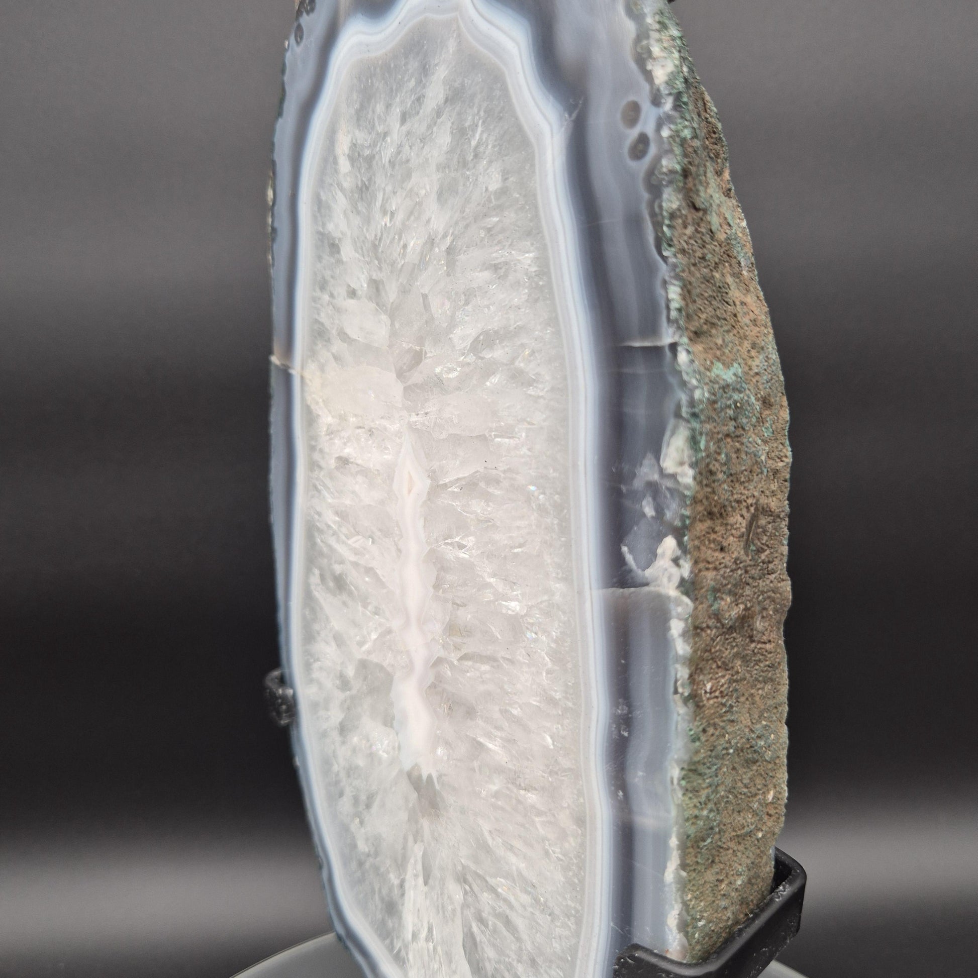 Polished Quartz with Blue Banded Agate Backlit Slab Brazil 8.61 lbs 14x6.5x1.5 Statement Crystal Display Crystal Hoarder
