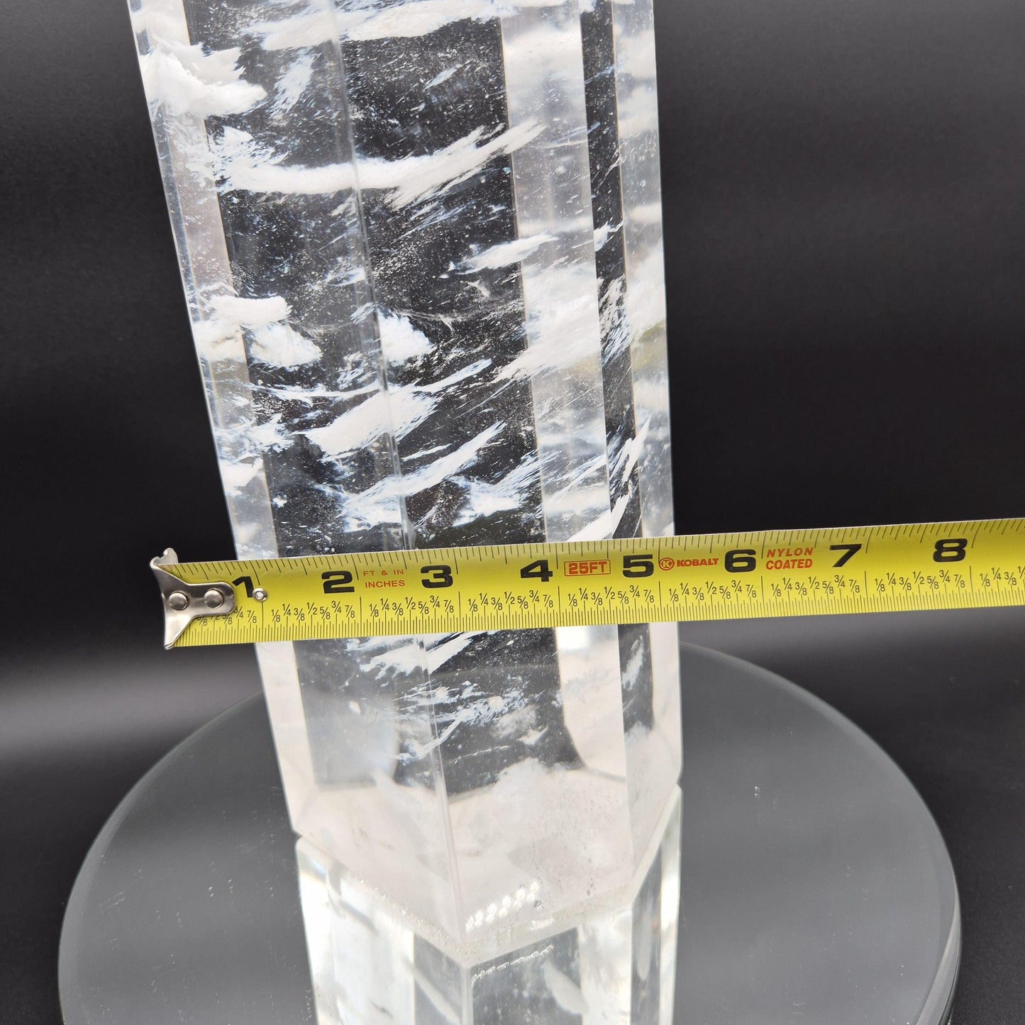 Huge Clear Quartz Tower with White Cloud Inclusions - Man Made Smelted Quartz - 20.79 lbs - 17in x 6in - Optional Light Base Crystal Hoarder