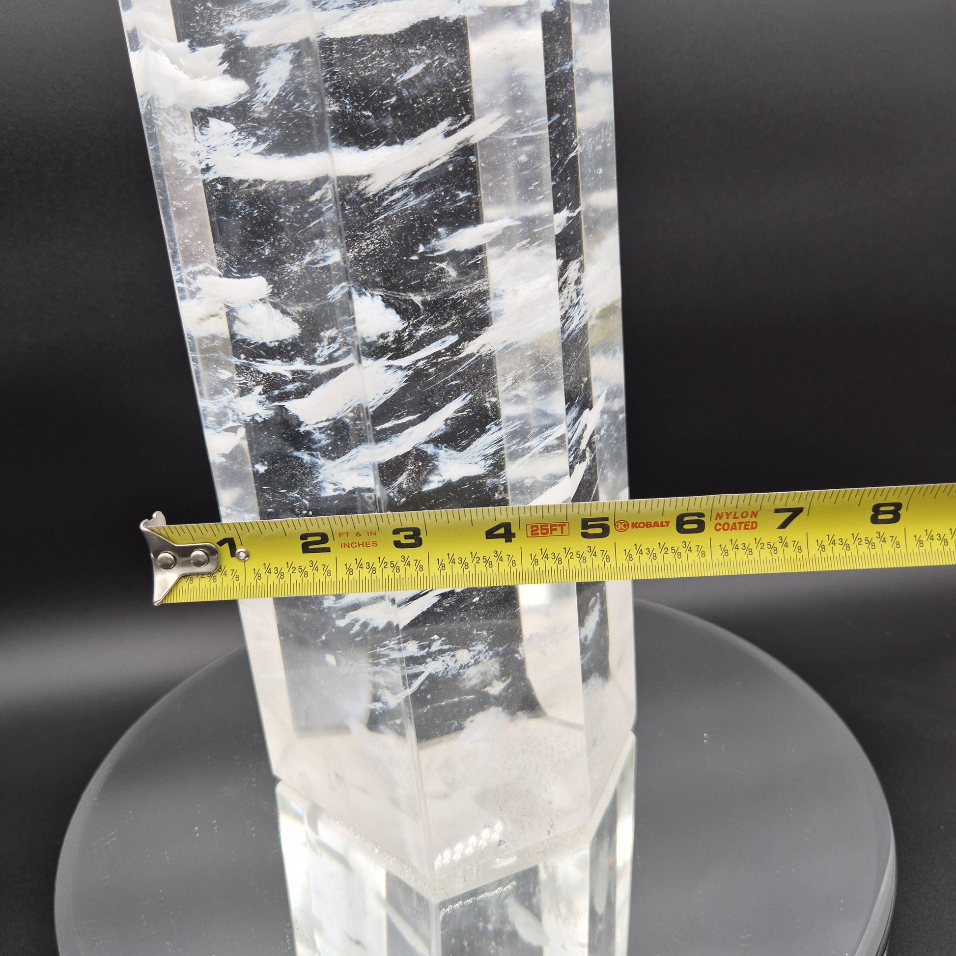 Huge Clear Quartz Tower with White Cloud Inclusions - Man Made Smelted Quartz - 20.79 lbs - 17in x 6in - Optional Light Base Crystal Hoarder