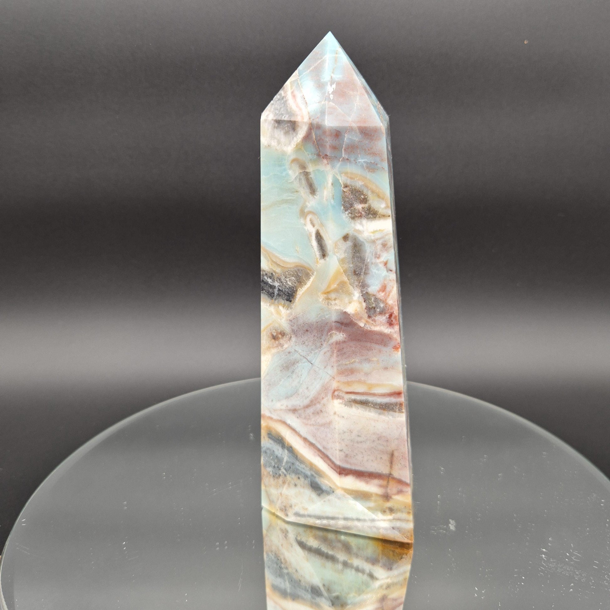 AAA+ Caribbean Calcite Tower with Aragonite - 8.5 x 3.25in, 3 lbs - Healing Crystal, Meditation, Energy Decor Crystal Hoarder