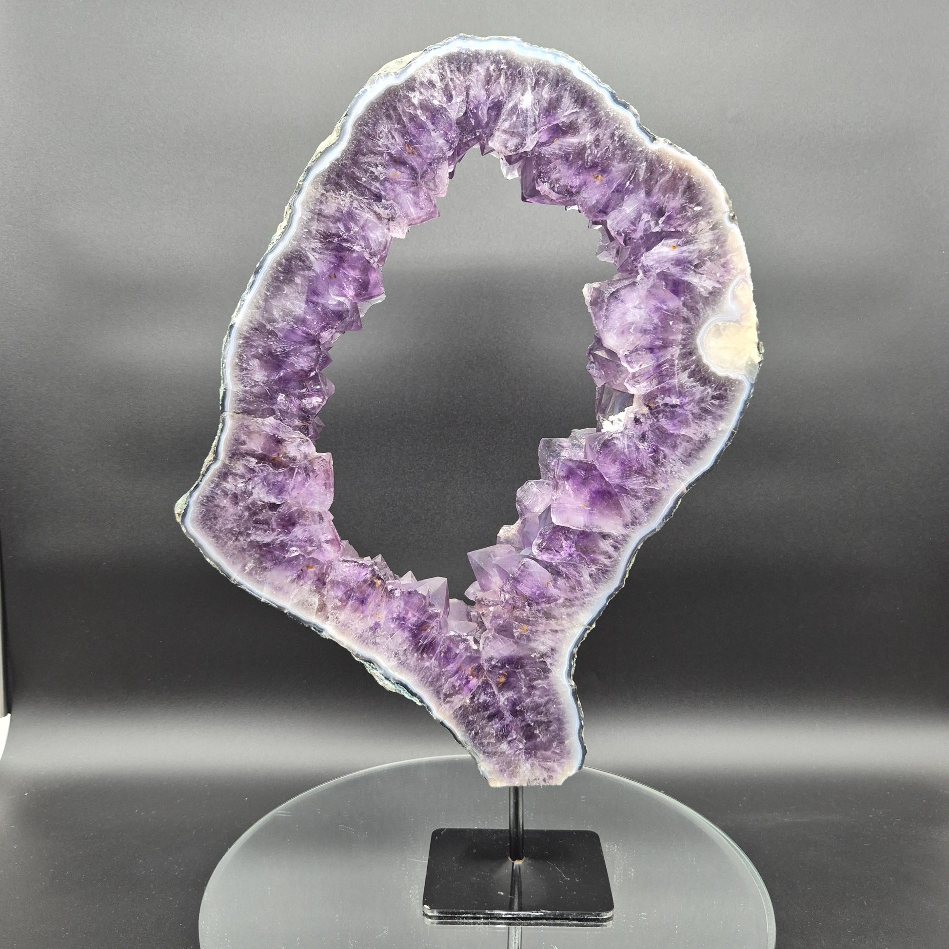 Amethyst Portal with Calcite Large Brazilian Crystal Slab 8.59 lb 17x11x1.5 Statement Display Piece Crystal Hoarder