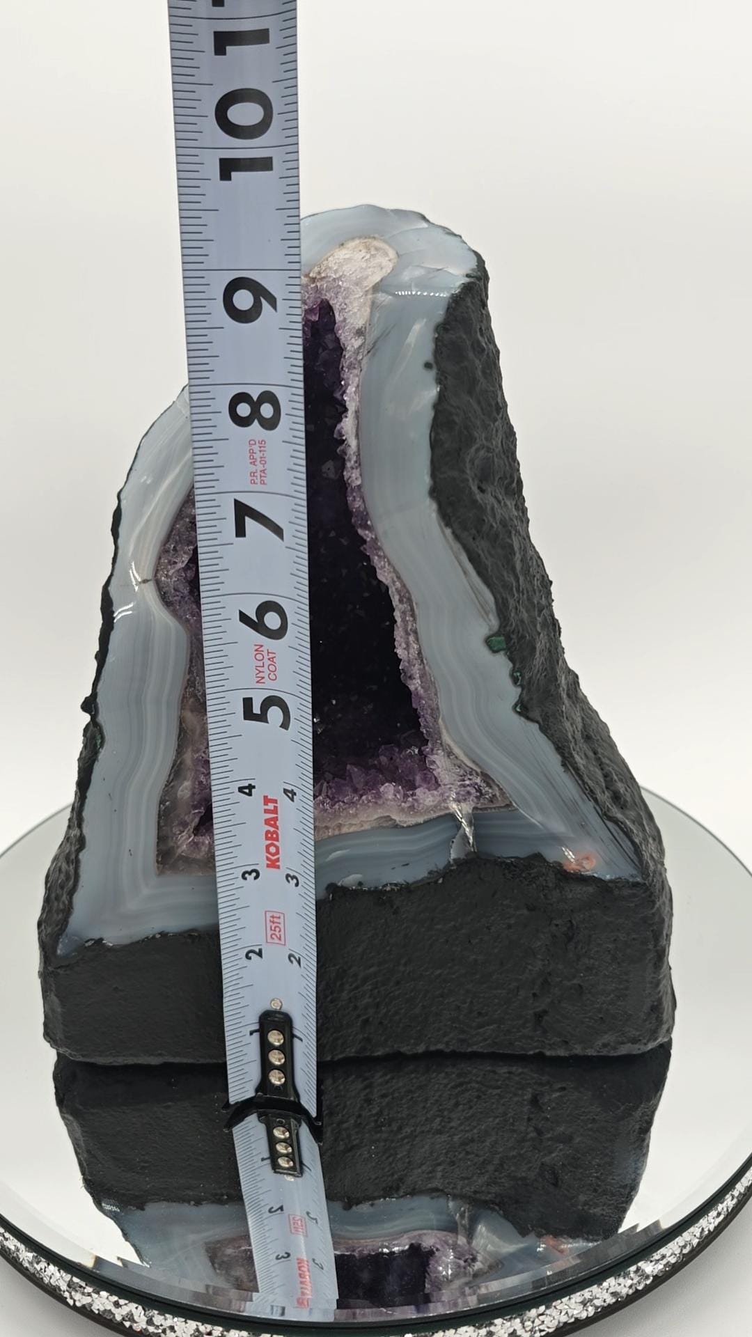 AAA+ Twisting Amethyst Cathedral with Blue Banded Agate Druzy - Brazilian Amethyst Geode - 11.93 lbs Crystal Hoarder