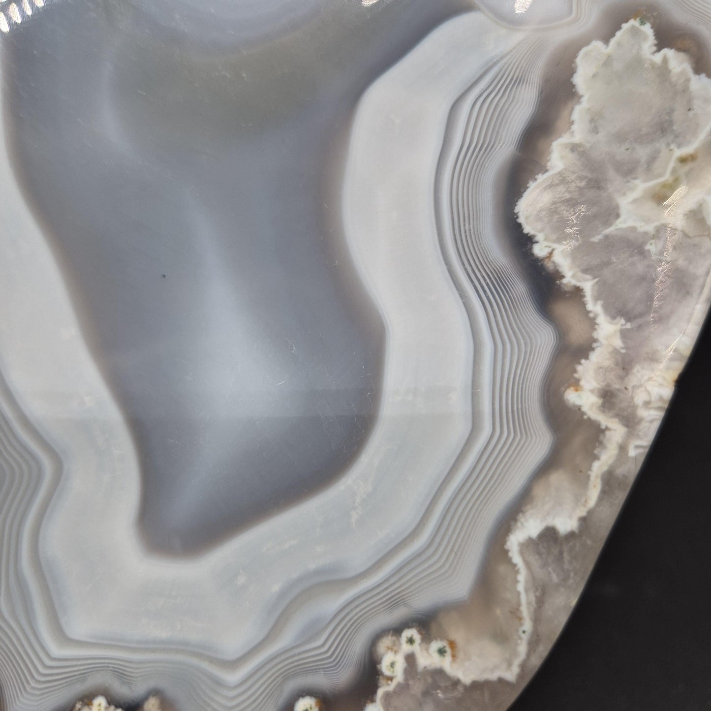 AAA+ Blue Banded Agate Druzy Bowl Brazil 8x6x1 1.72 lbs - Can be Backlit Crystal Hoarder