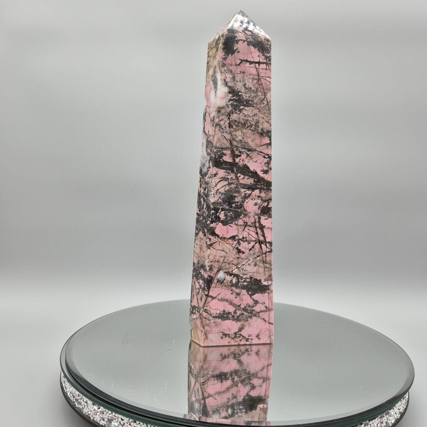 AAA+ Rhodonite Tower – 12 x 3in, 6.31 lbs – Natural Polished Crystal Healing Stone Crystal Hoarder