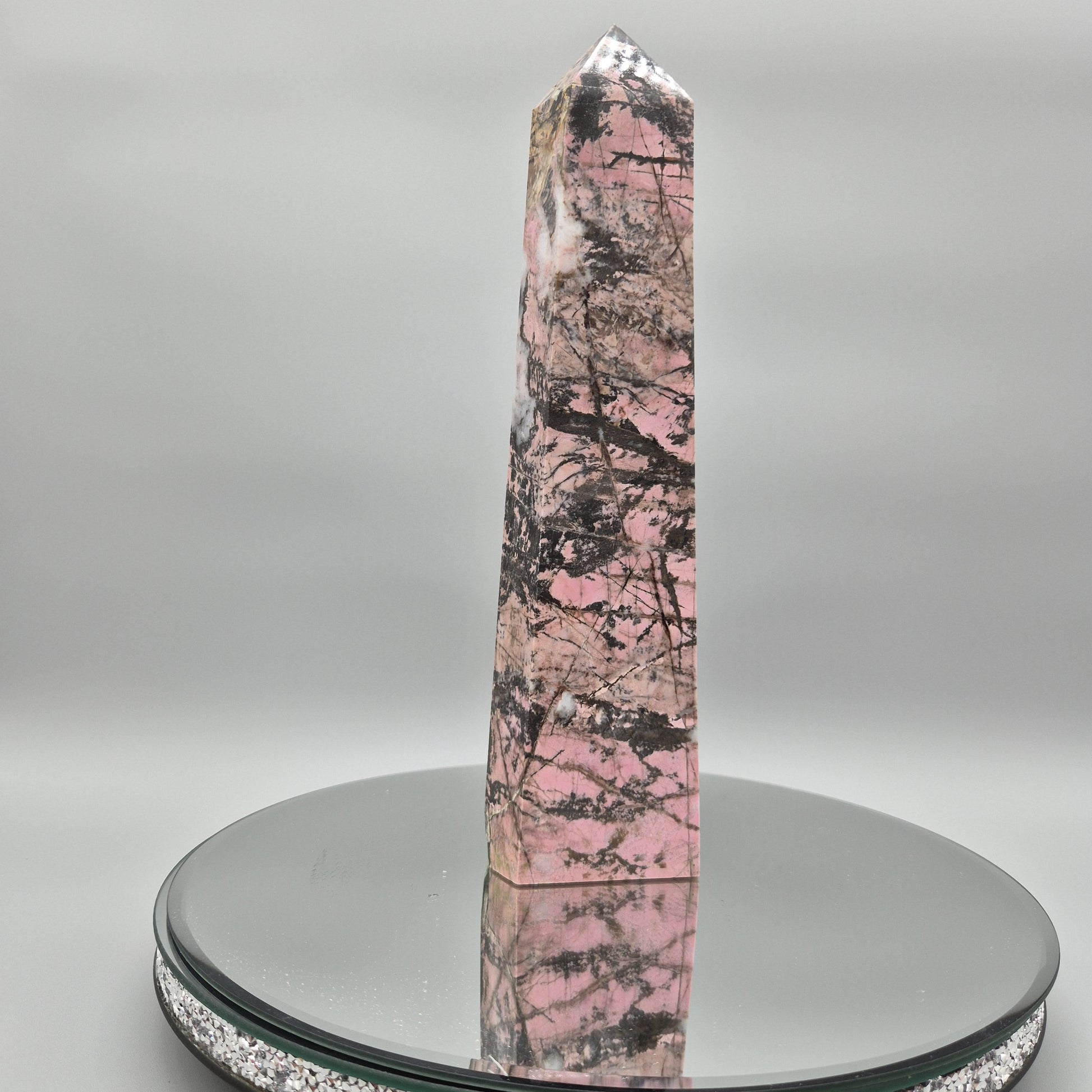 AAA+ Rhodonite Tower – 12 x 3in, 6.31 lbs – Natural Polished Crystal Healing Stone Crystal Hoarder