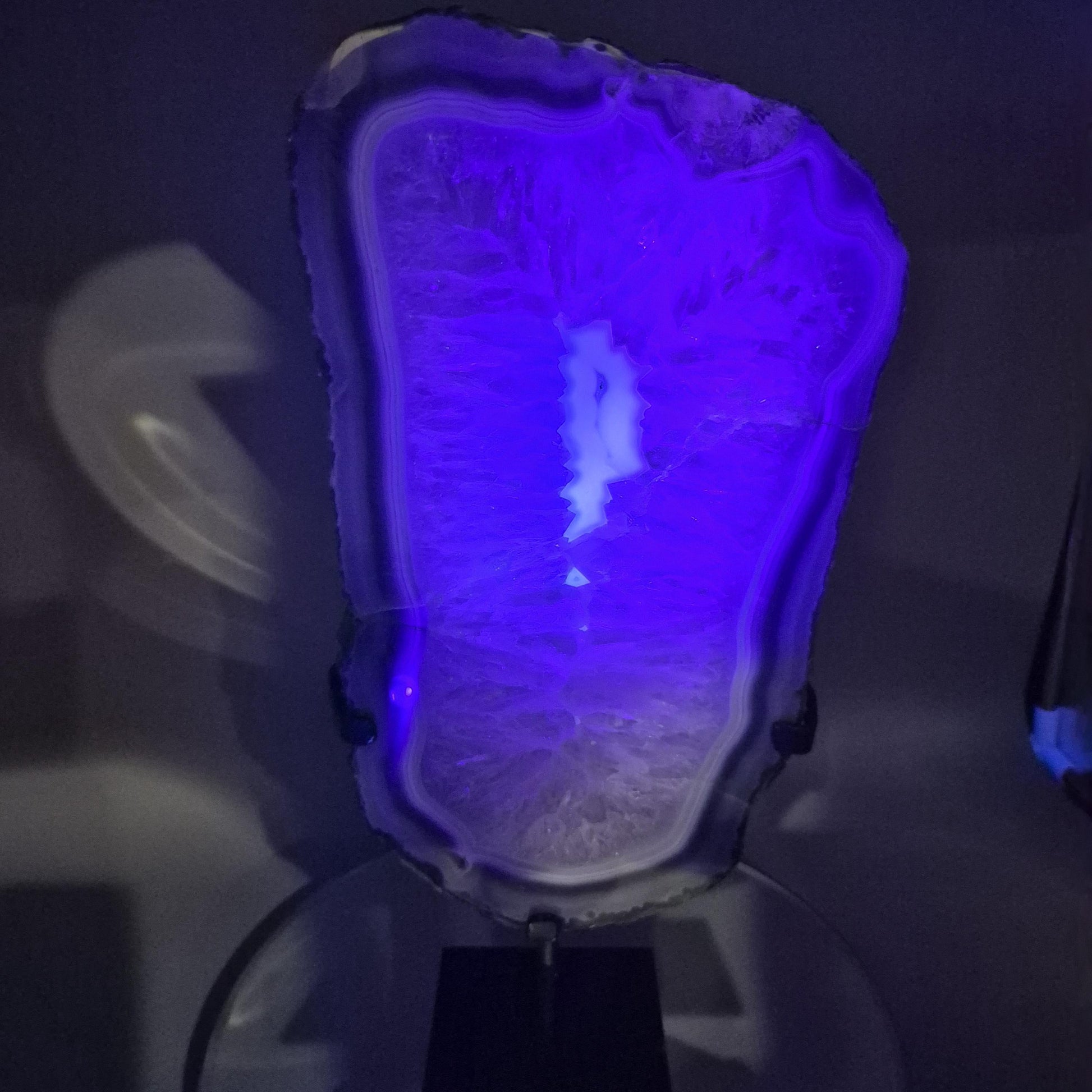 Huge Fully Polished Blue Banded Agate Slab - Backlit Display - 15.5 x 7in – 9.82 lbs - Natural Brazilian Stone Crystal Hoarder