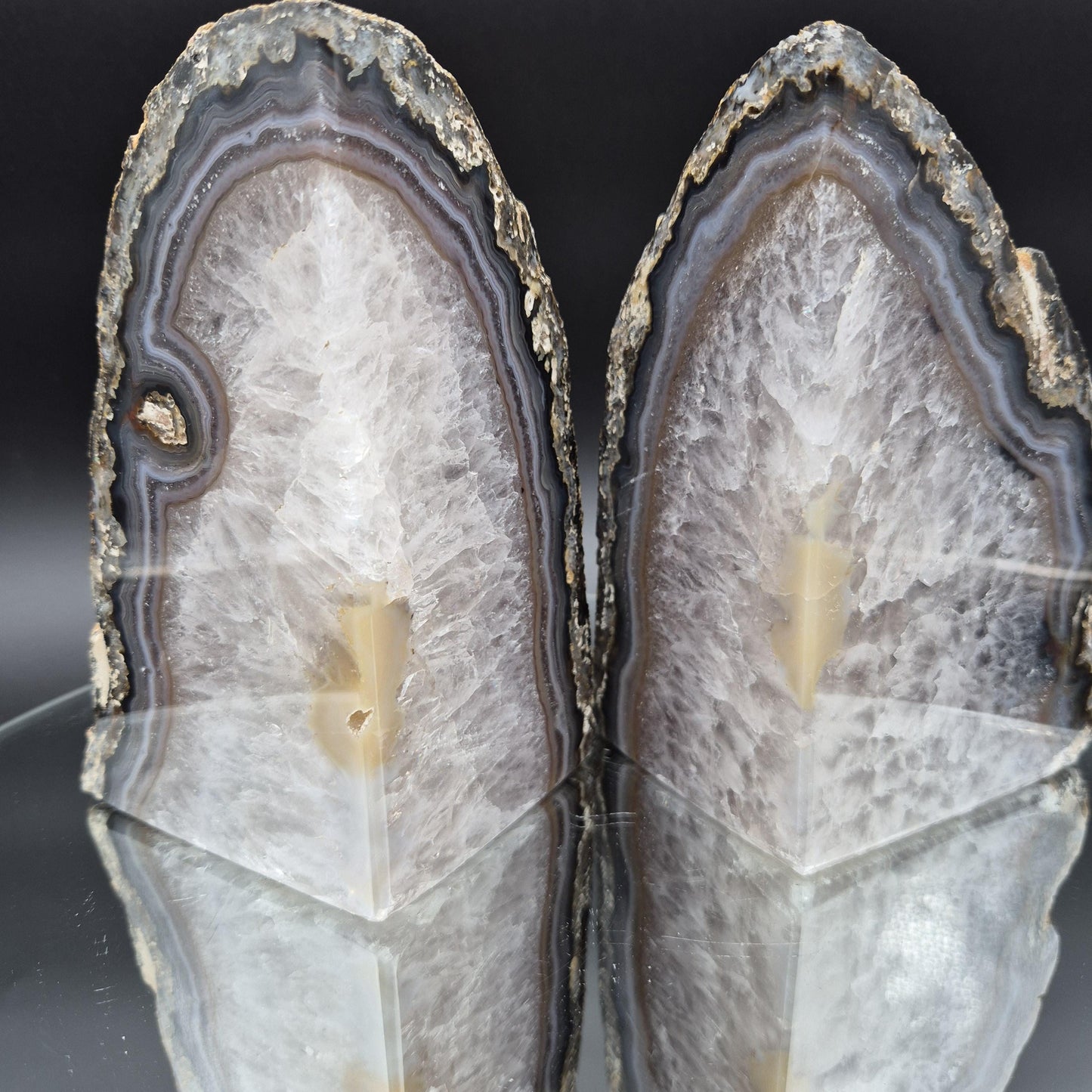 Two in One Blue Banded Agate Bookends with Stalactite Eyes from Brazil 6.46 lbs Crystal Hoarder Crystal Hoarder