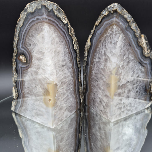 Two in One Blue Banded Agate Bookends with Stalactite Eyes from Brazil 6.46 lbs Crystal Hoarder Crystal Hoarder