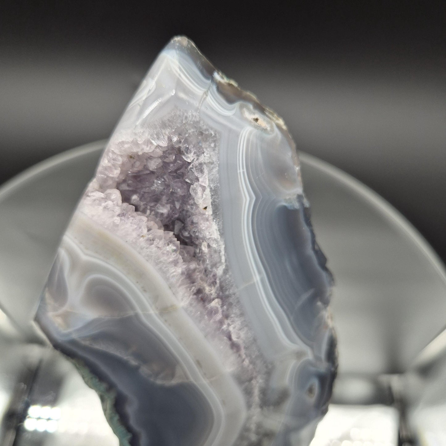 Druzy Amethyst with Blue Banded Agate Cutbase from Brazil 4.16 lbs Crystal Hoarder