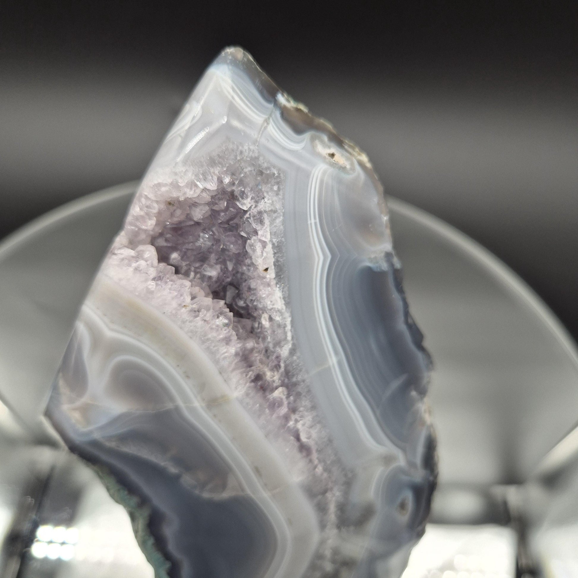 Druzy Amethyst with Blue Banded Agate Cutbase from Brazil 4.16 lbs Crystal Hoarder