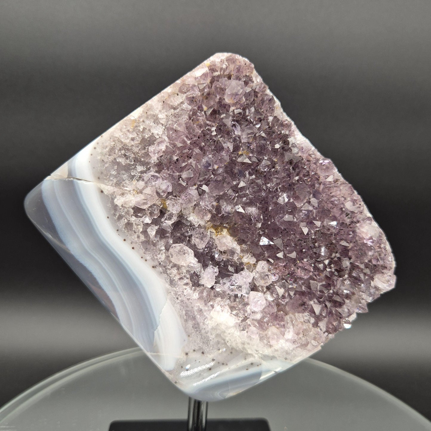 AAA+ Amethyst with Blue Banded Agate on Stand 8.5x6.5x3 5.08 lbs Brazil Crystal Hoarder