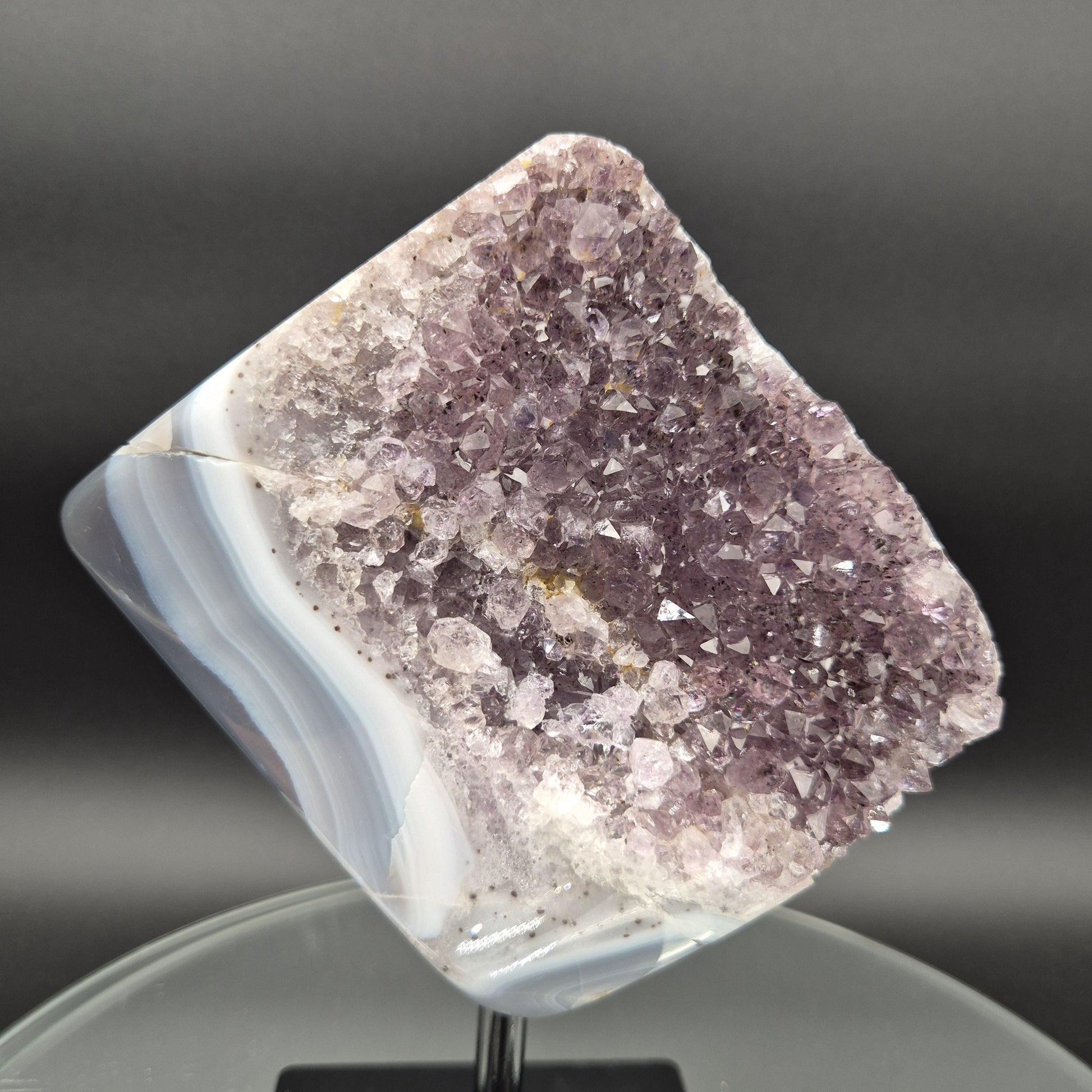AAA+ Amethyst with Blue Banded Agate on Stand 8.5x6.5x3 5.08 lbs Brazil Crystal Hoarder