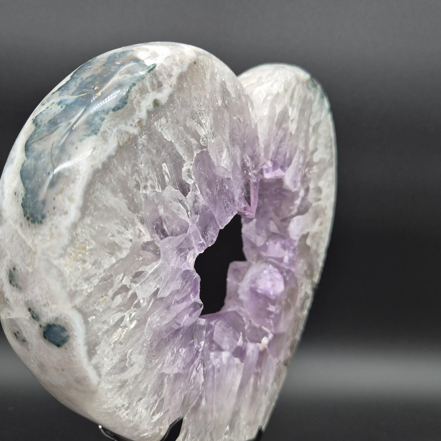 AAA+ Amethyst Heart Portal on Spin Stand Brazil 7 lbs 11.5x9x1.5 Druzy Crystal Display Crystal Hoarder