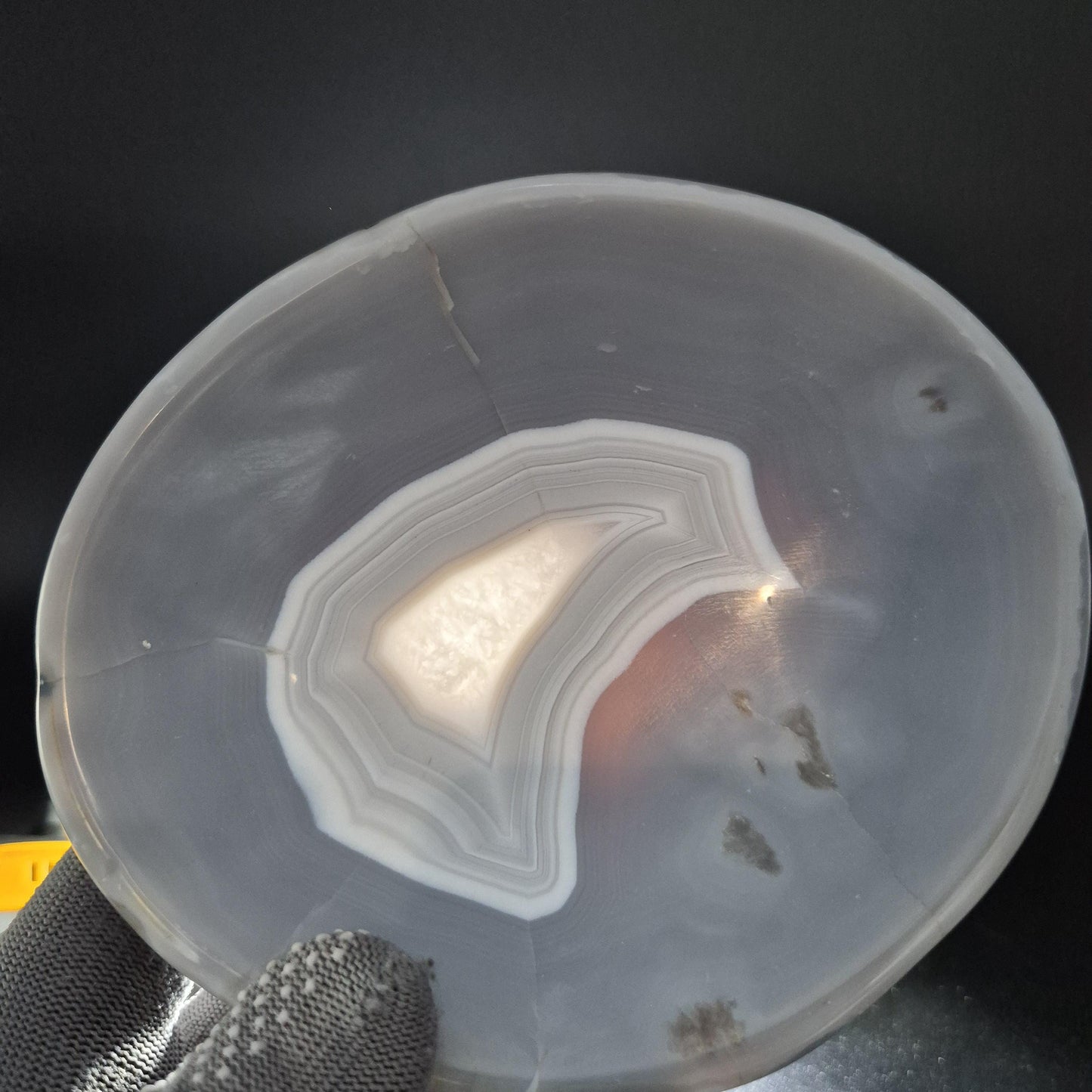 AAA+ Blue Banded Agate Quartz Bowl Brazil 5.5x5x1.5 1.59 lbs Crystal Hoarder