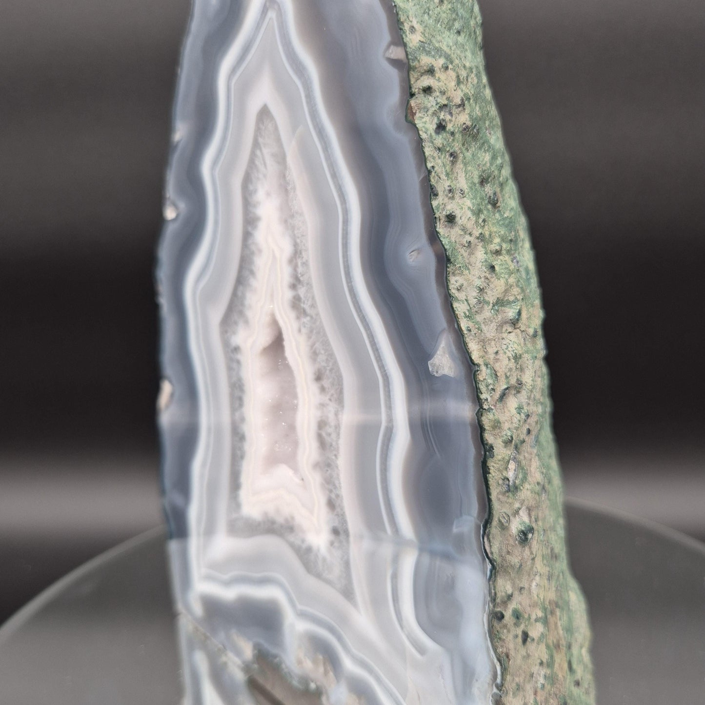 AAA+ Blue Banded Agate Cathedral with Druzy - 8.5 x 6in - 8.61 lbs - Collector Display Crystal Hoarder