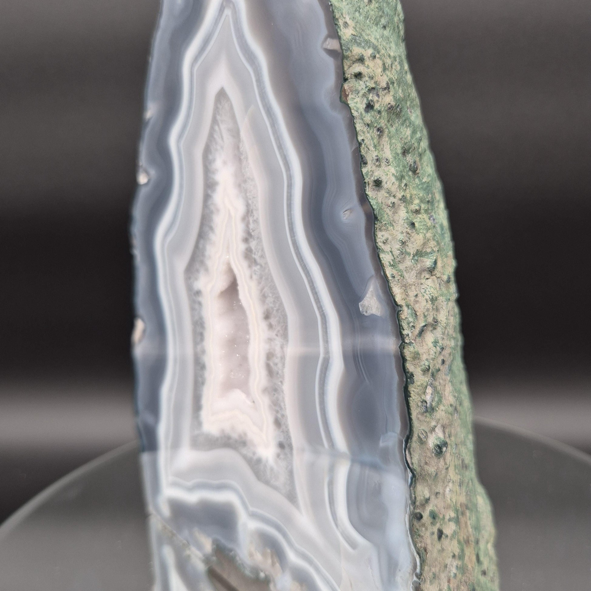 AAA+ Blue Banded Agate Cathedral with Druzy - 8.5 x 6in - 8.61 lbs - Collector Display Crystal Hoarder