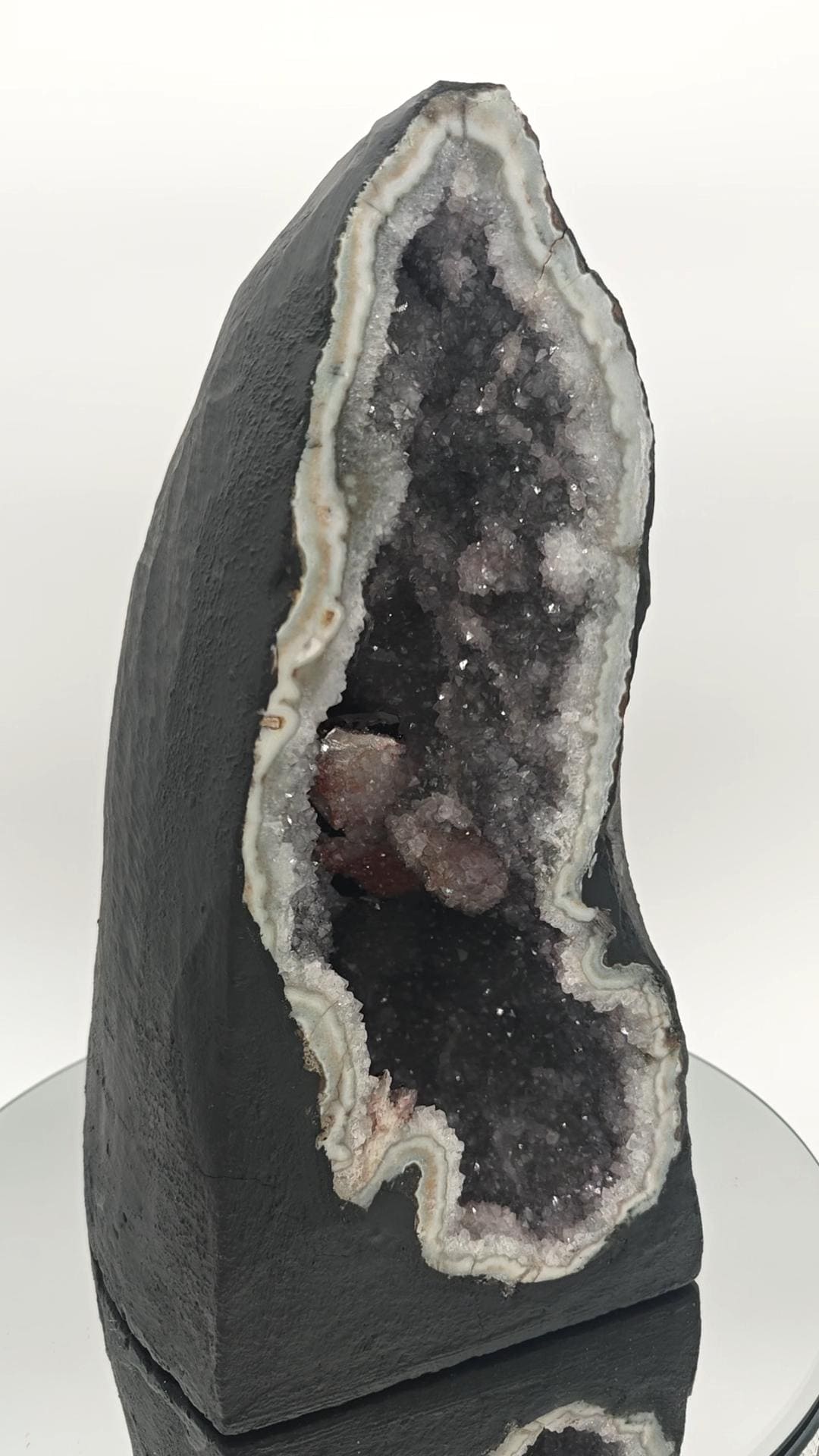 Very Rare Deep Druzy Amethyst with Calcite and Red and Black Hematite - Brazilian Mineral Specimen - 24.8 lbs Crystal Hoarder