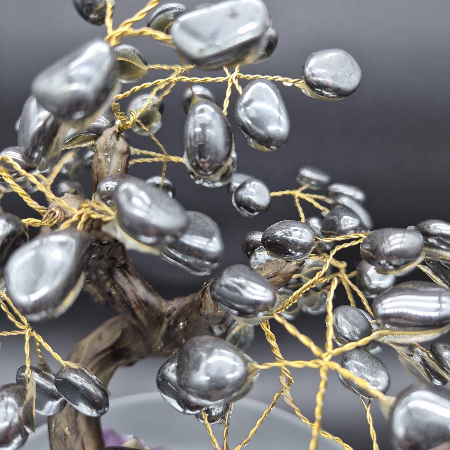Hematite Crystal Tree on Premium Brazil Amethyst Base - Large Amethyst Cluster Sculpture - Mineral Specimen Décor - 4.89 lbs | 10.5in Tall Crystal Hoarder