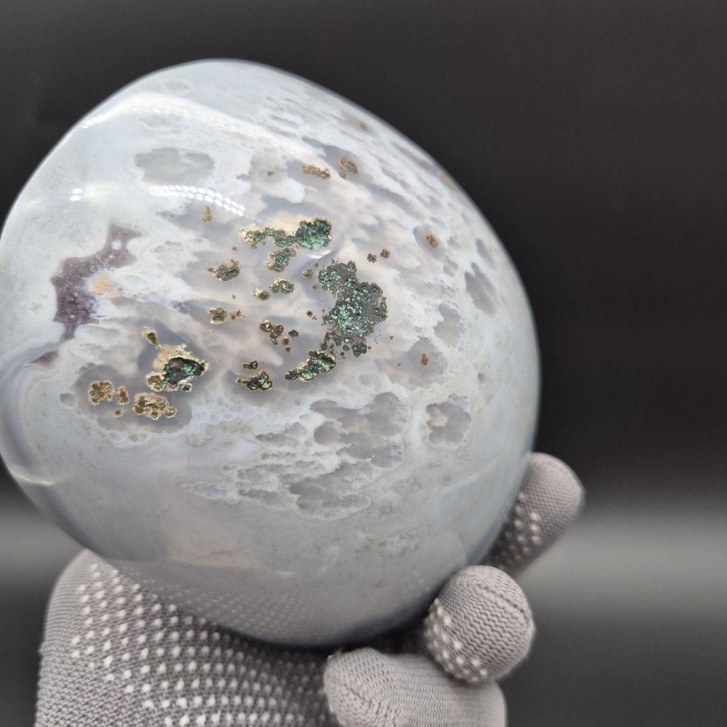 AAA+ Fully Polished Druzy Amethyst with Blue Banded Agate Freeform Brazil 3.21 lbs Crystal Hoarder