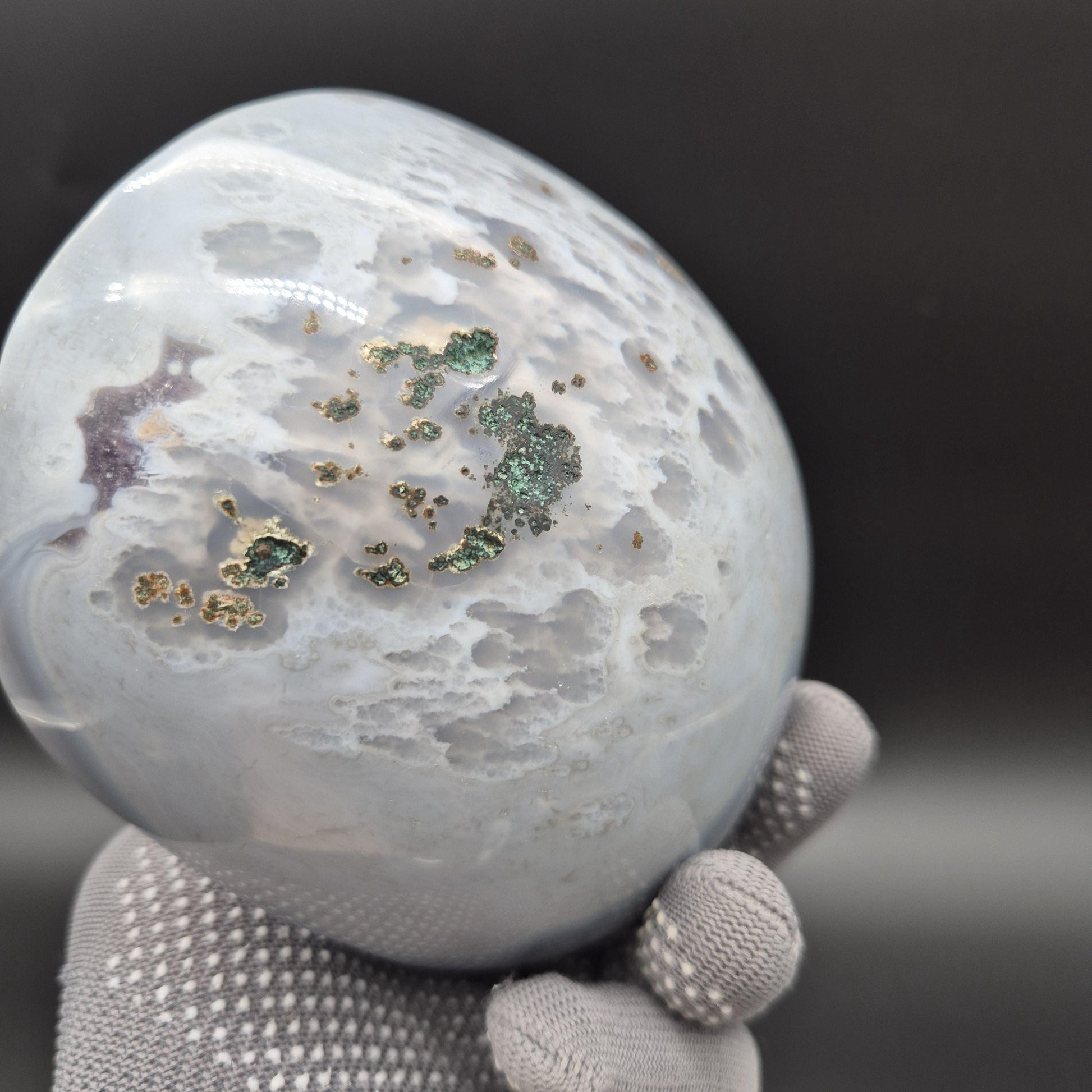 AAA+ Fully Polished Druzy Amethyst with Blue Banded Agate Freeform Brazil 3.21 lbs Crystal Hoarder