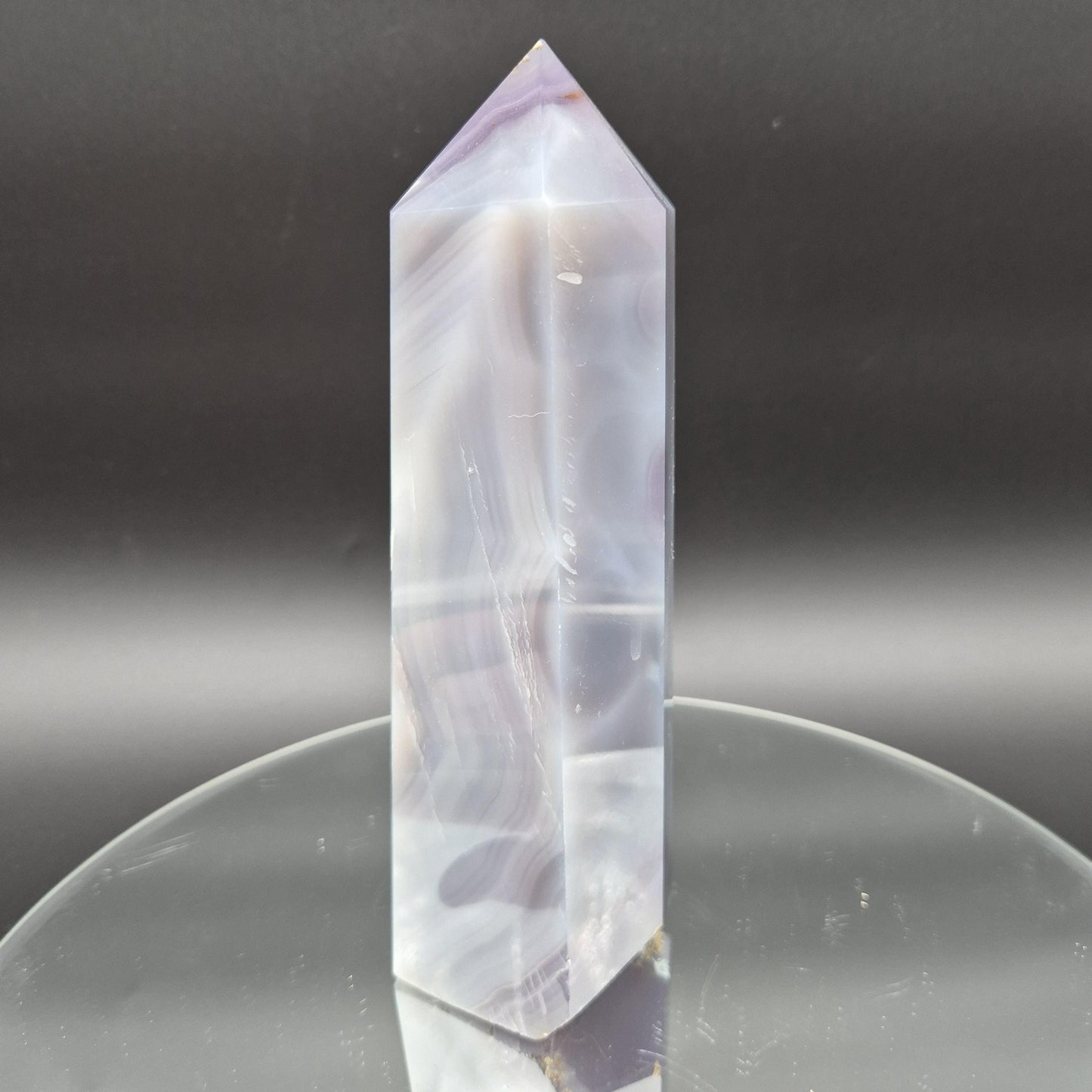 Blue Banded Agate Tower from Brazil – Polished Crystal Point – 3.01 lb 8.5" Display Specimen Crystal Hoarder