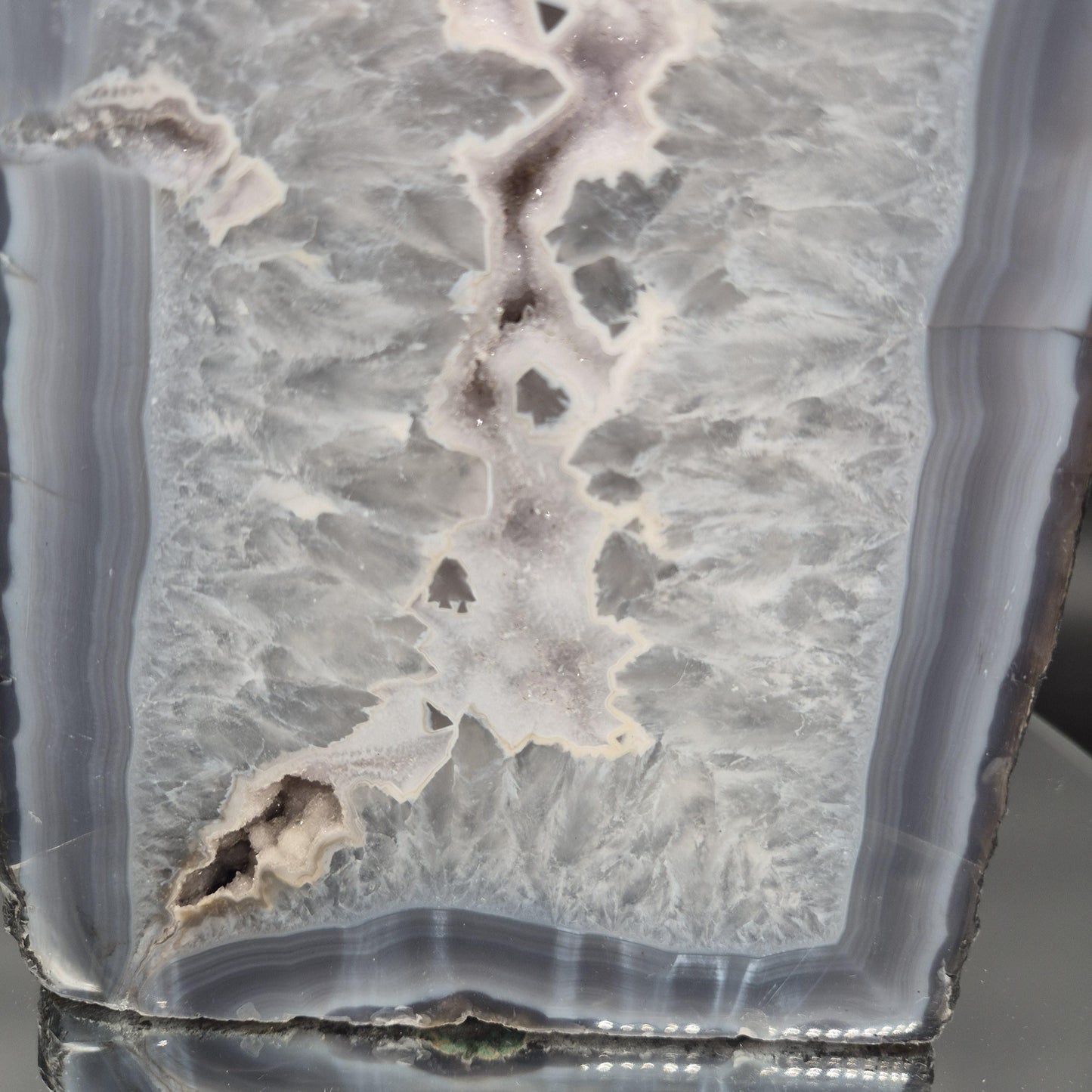 AAA+ Druzy Amethyst with Blue Banded Agate Cathedral 16.39 lbs 13.5 x 6.5 x 4 Brazil Crystal Hoarder