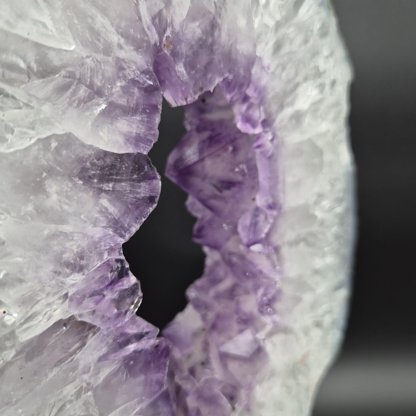 Crisp Amethyst Portal with Calcite Brazil 13x7x1.5 7.58 lbs Crystal Hoarder