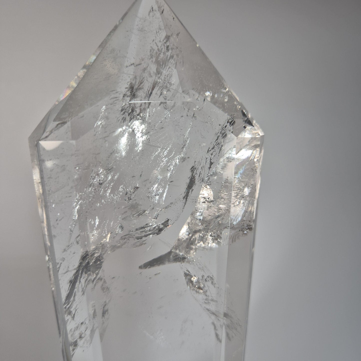 Large Faceted Clear Quartz Double Terminated Crystal on Spin Stand - 4.215 lbs - 16.5in Statement Crystal Display - Collector Specimen Crystal Hoarder