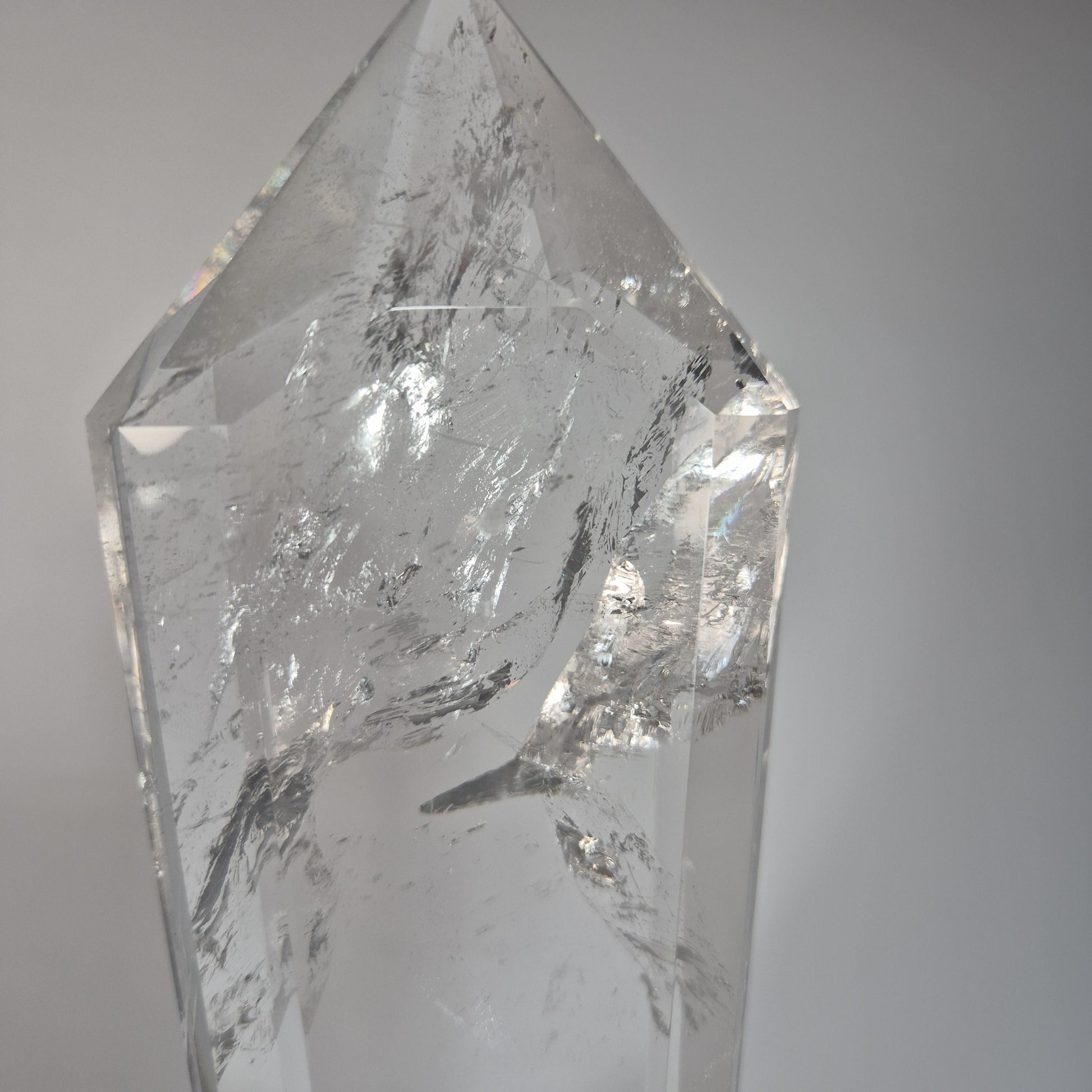 Large Faceted Clear Quartz Double Terminated Crystal on Spin Stand - 4.215 lbs - 16.5in Statement Crystal Display - Collector Specimen Crystal Hoarder