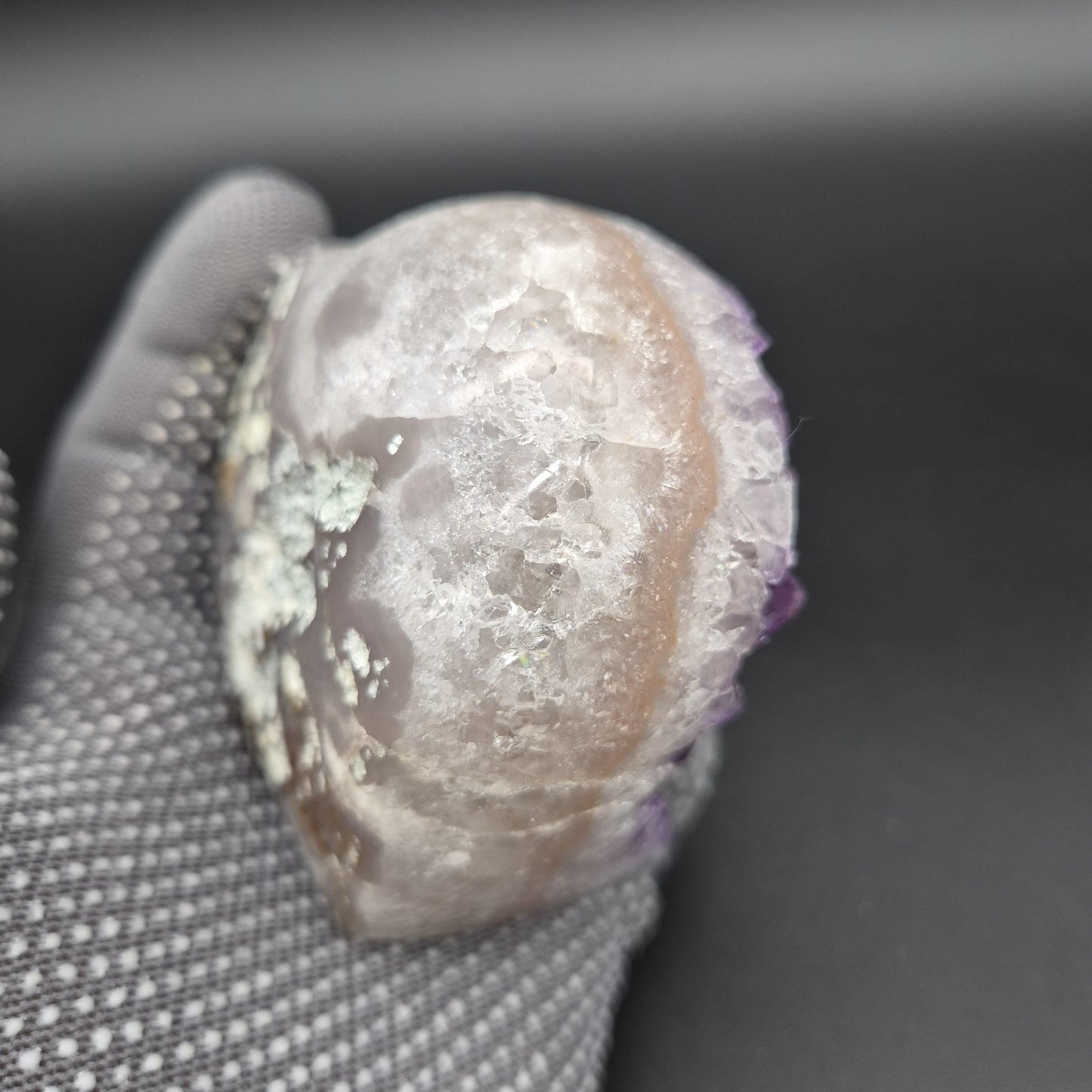 Amethyst Heart with Pink Banding - Uruguay Crystal Specimen - 3.75 x 3in - 1.12 lbs - Polished Collector Display Crystal Hoarder