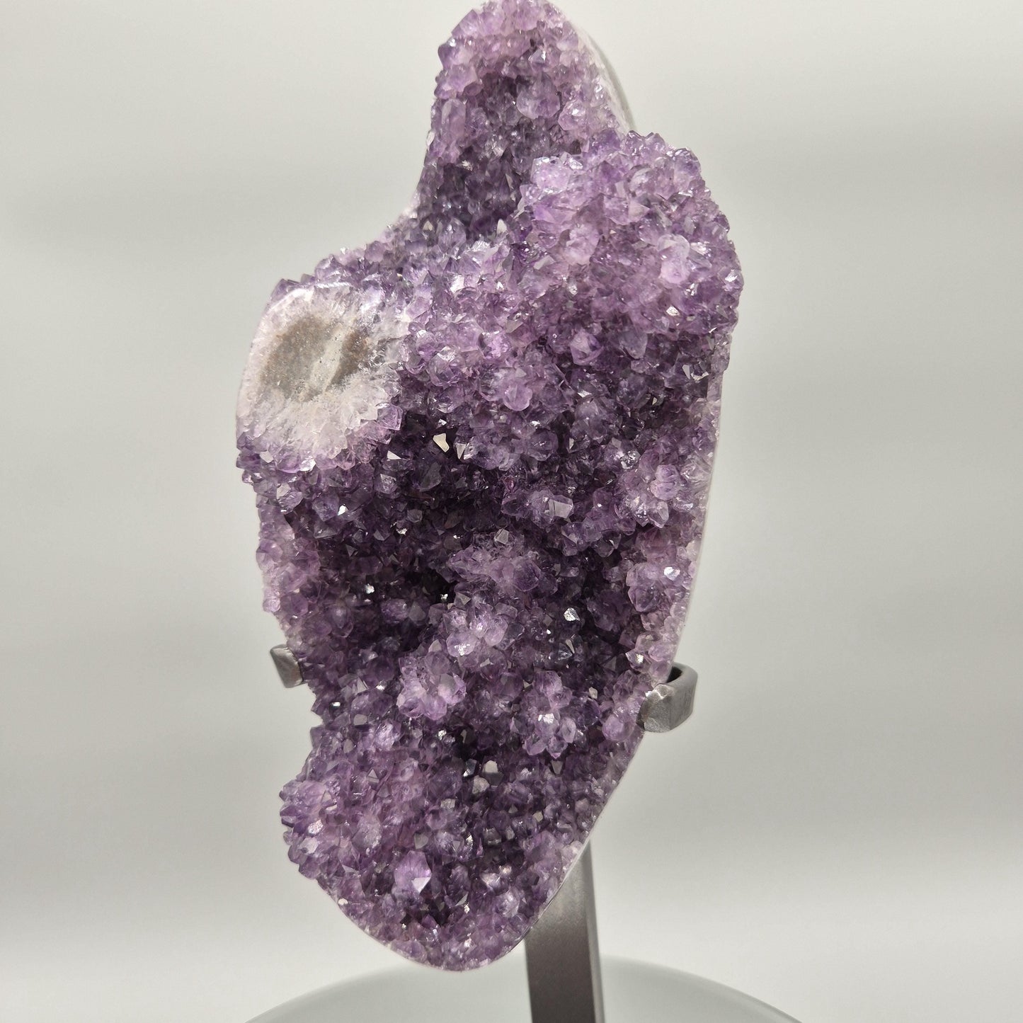 AAA+ Druzy Amethyst with Stalactite Eye on Stand - Uruguay Amethyst Specimen - 15in Tall Crystal Display - 9.375 lbs Crystal Hoarder