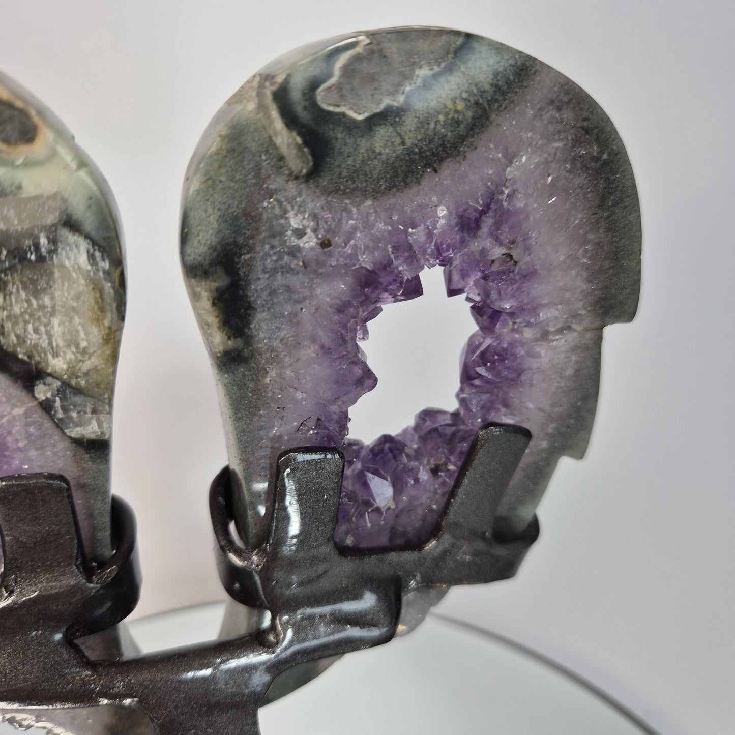 One of a Kind Amethyst Portal Wings with Green Jasper & Calcite - 2.61 lbs Brazilian Crystal Crystal Hoarder