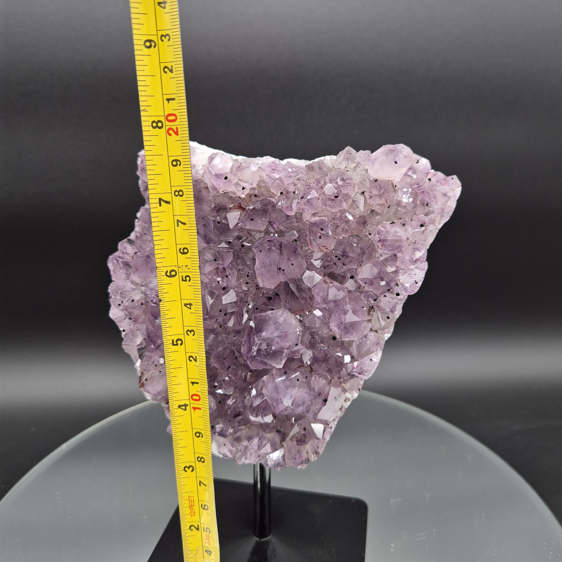 Amethyst on Stand with Hematite Brazil Crystal Specimen 3.42 lb 8x5.5x2.5 Display Piece Crystal Hoarder