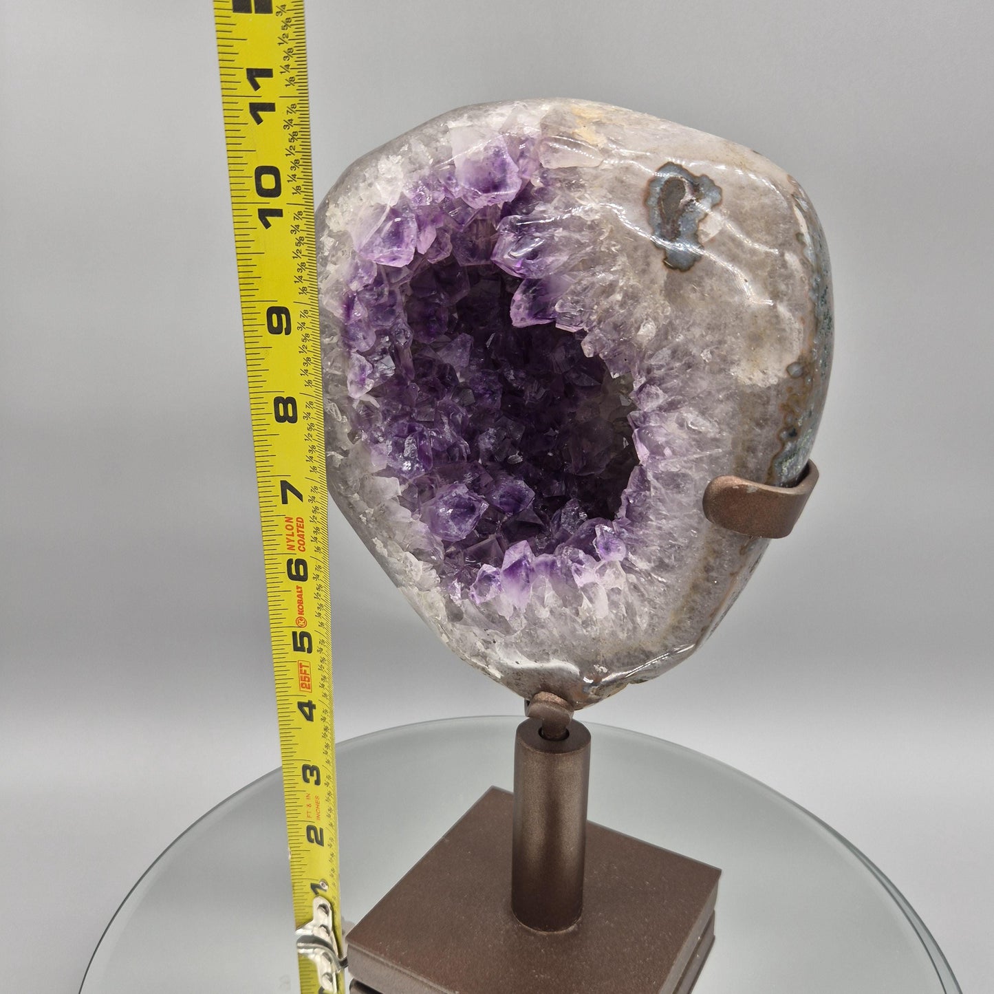 AAA+ Fully Polished Amethyst with Blue Agate - Uruguay Amethyst on Spinning Stand - 11in Crystal Display - 7.48 lbs Crystal Hoarder