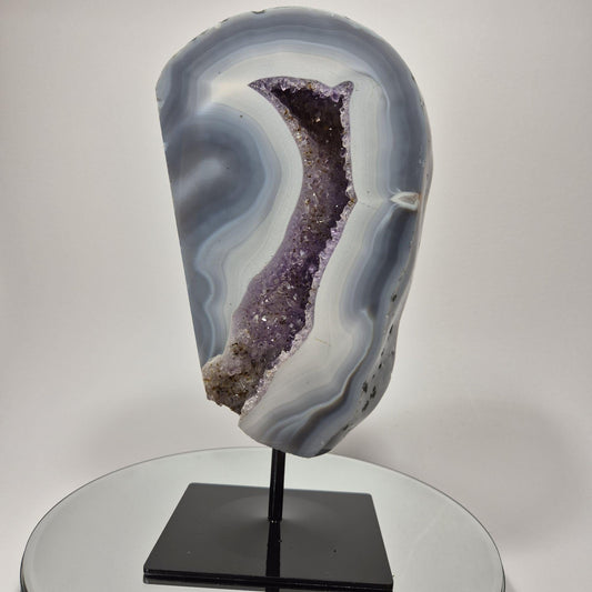 Amethyst Statement Piece with Blue Banded Agate - Brazil Crystal Hoarder