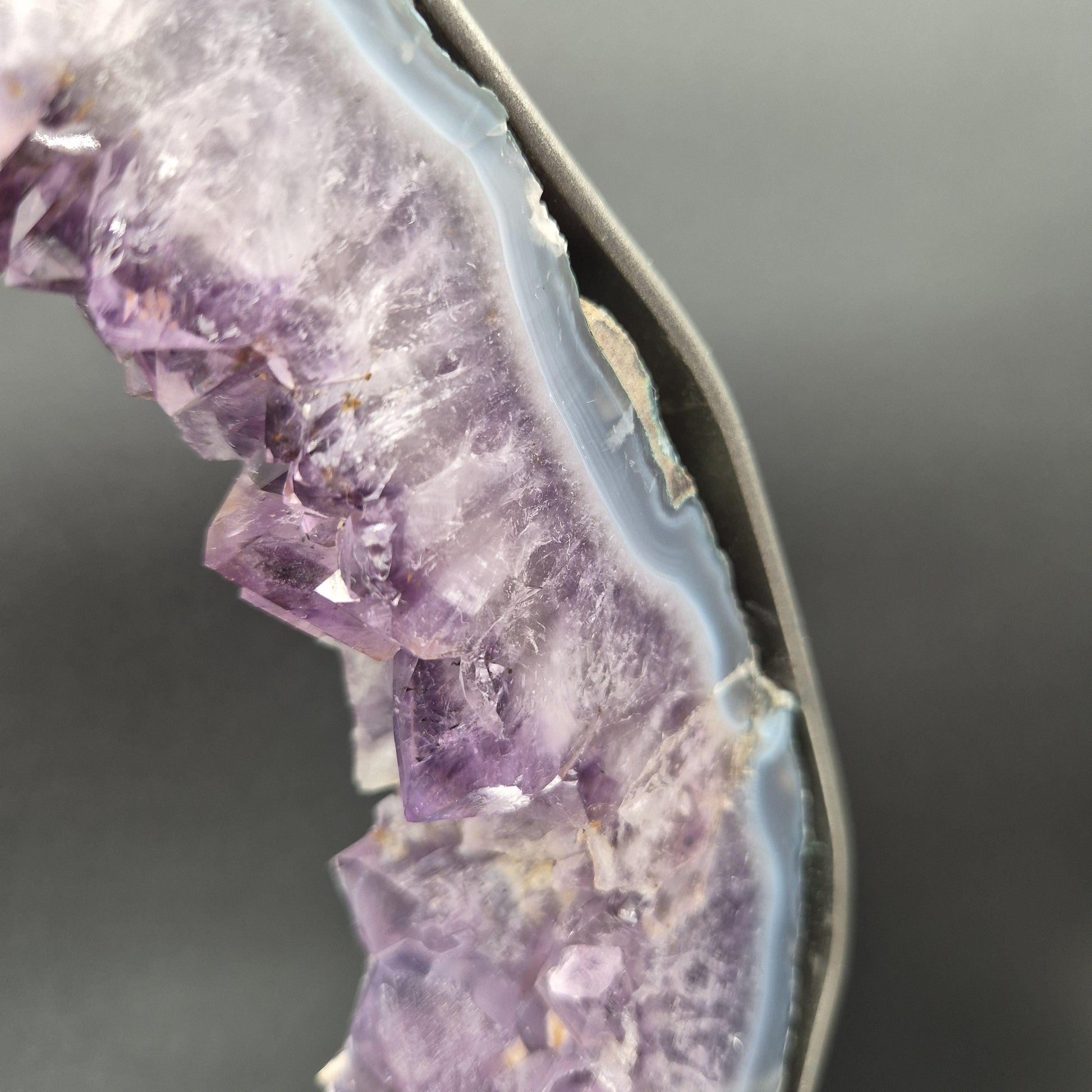 AAA+ Amethyst Half Portal with Sugar Amethyst UV Reactive Calcite Brazil 4.7 lbs 17x8x1.5 Statement Crystal Crystal Hoarder