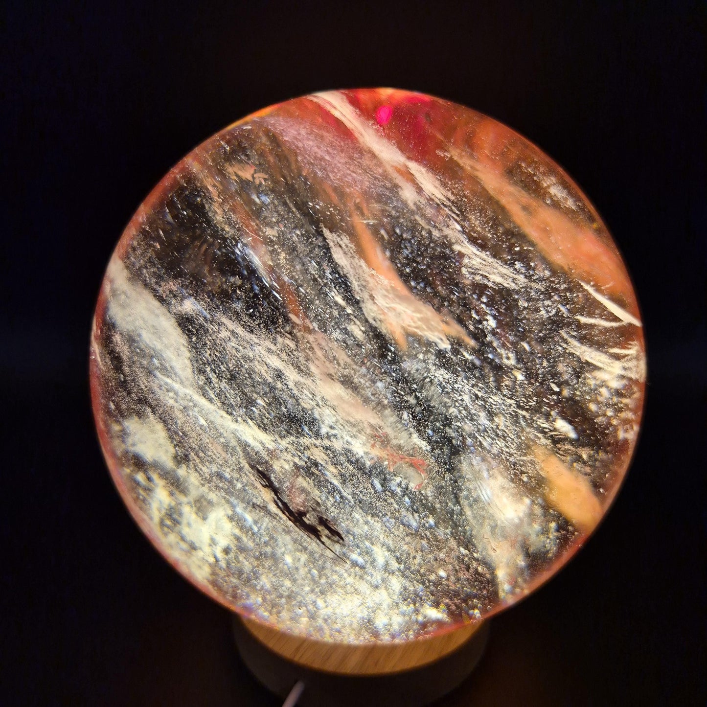 12.65 lbs - 6.5in (165mm) Huge AAA+ Red Smelt Quartz Sphere  Crystal Ball - Deep Red Glass Sphere - Optional LED Light Base Crystal Hoarder