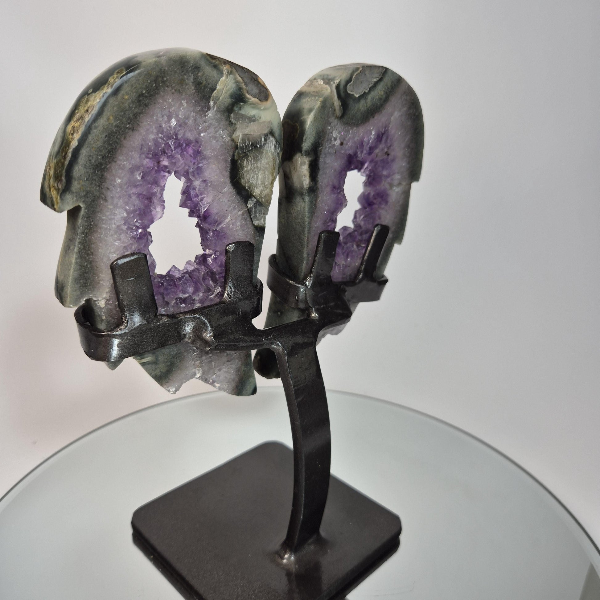 One of a Kind Amethyst Portal Wings with Green Jasper & Calcite - 2.61 lbs Brazilian Crystal Crystal Hoarder