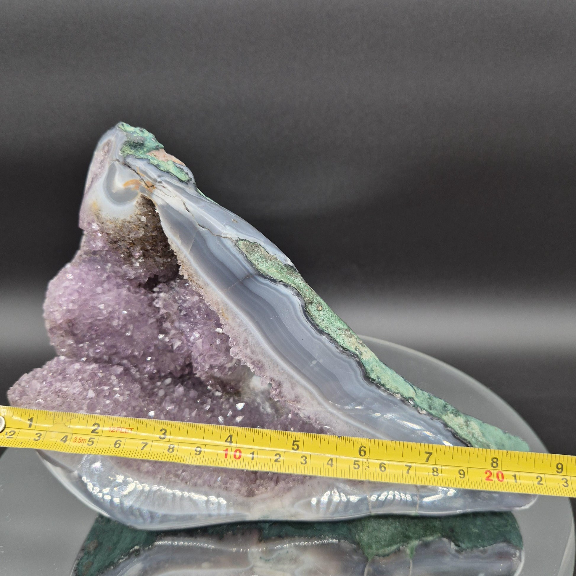 AAA+ Super Unique Amethyst with Blue Banded Agate Formation Brazil 5.87 lbs 9x7x5 Collector Crystal Crystal Hoarder